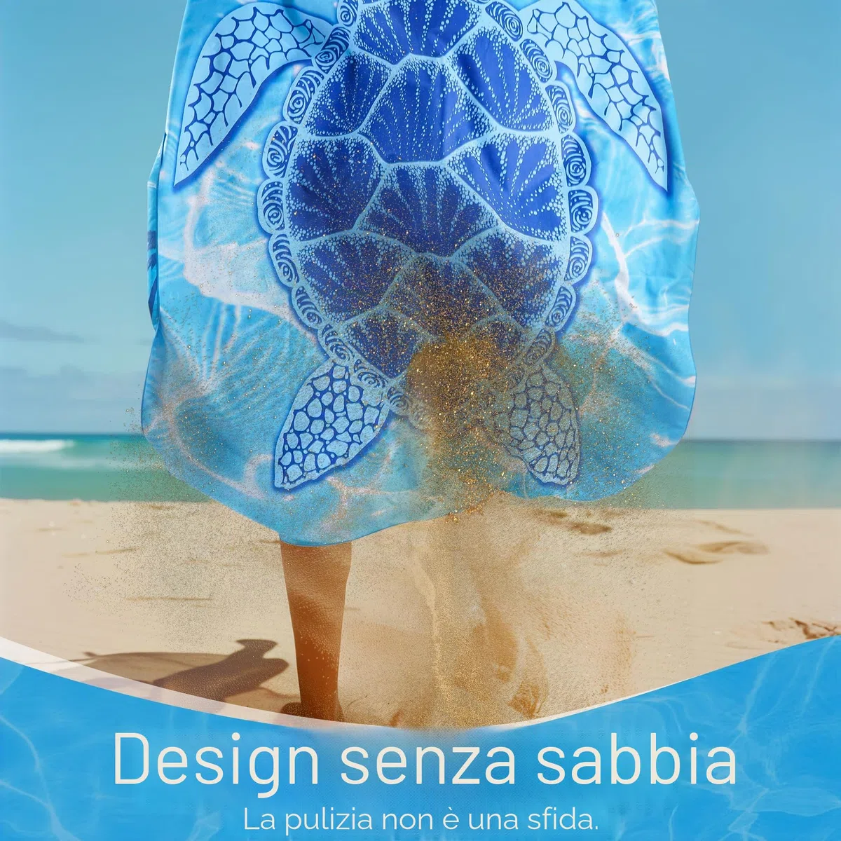 KUOGAS Telo Mare xxl 200x145 cm, Asciugamano Grande In Microfibra Ad Asciugatura Rapida, Telo Bagno Senza Sabbia, Coperta Da Spiaggia Donna (Tartaruga blu)