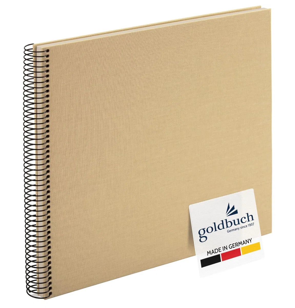 goldbuch Bella Vista 25 606 Album fotografico a spirale, beige, 35 x 30 x 2,8 cm, 40 pagine bianche, copertina in tela, album fotografico in formato orizzontale, libro fotografico, marrone chiaro