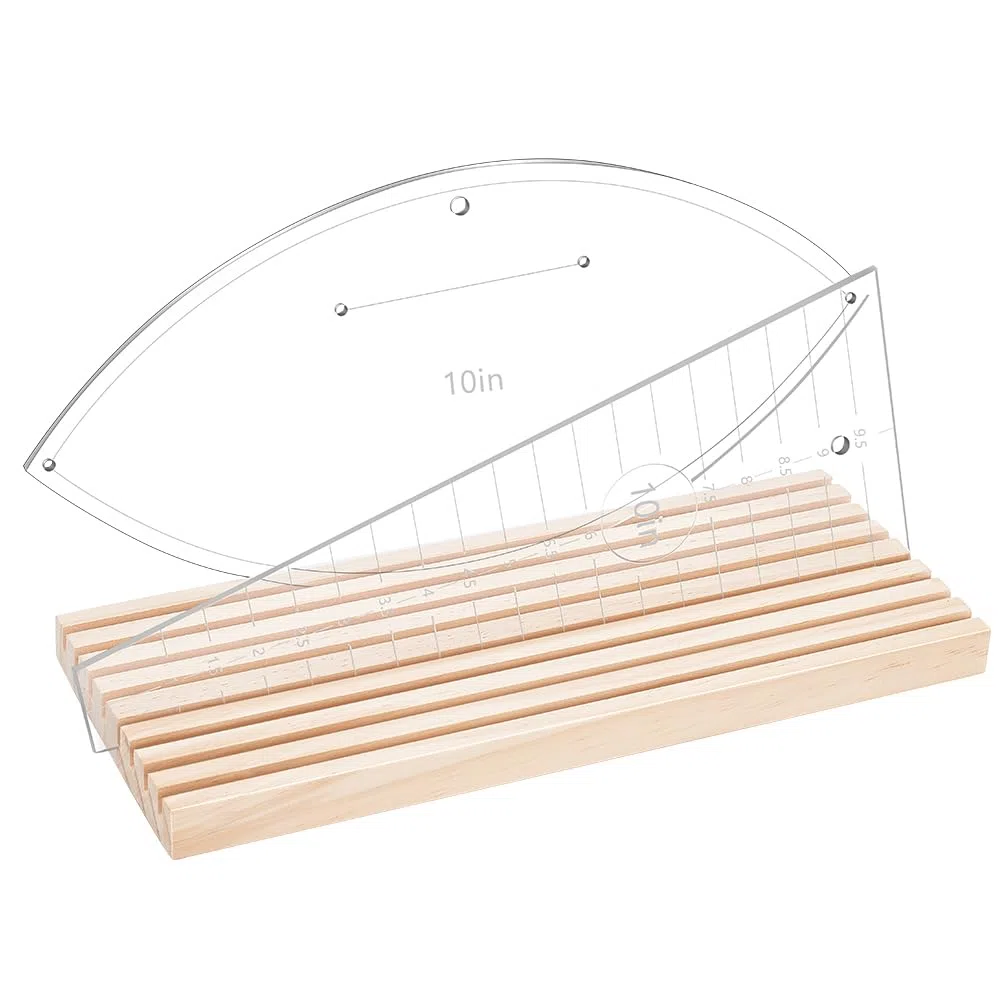 PH PandaHall 8-Slot Righello In Legno Organizzatore Righello per Quilting Rack di Stoccaggio Supporto per Righello per Righelli per Quilting Supporto per Righello A Griglia Da 4mm