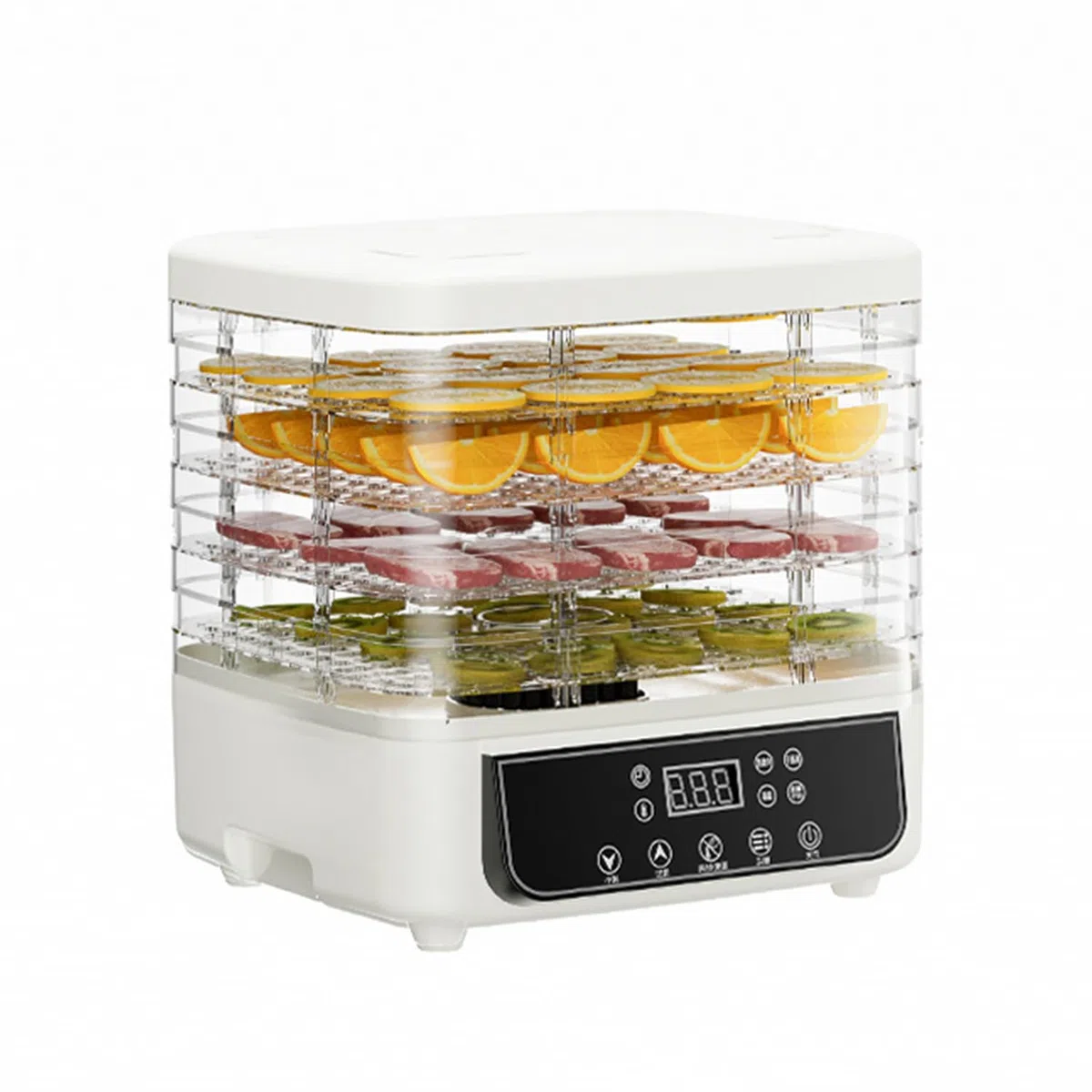 Essiccatore per frutta multifunzione con 5 scomparti, timer 72 ore, essiccatore per frutta con indicatore LED, essiccatore per carne, pesce, verdure