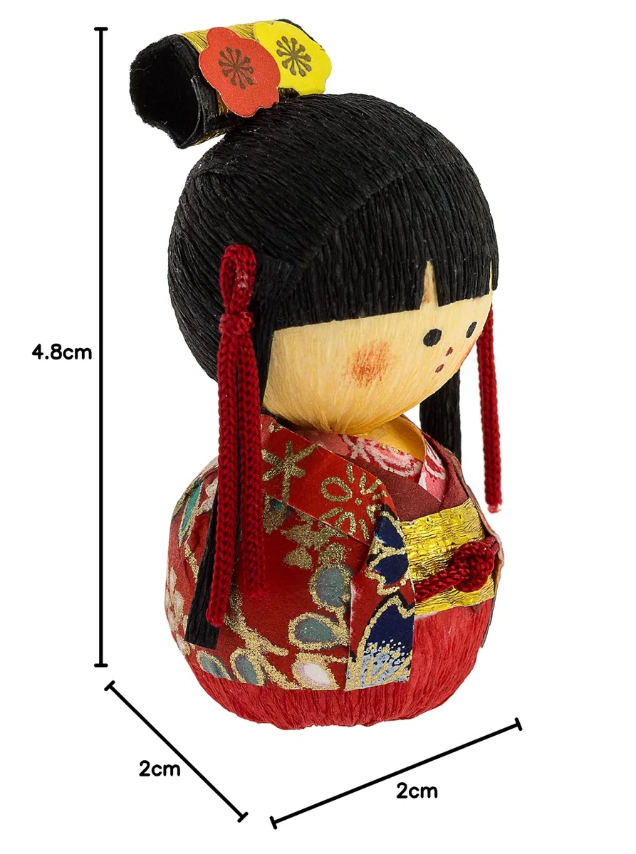 Tentetieso Okiagari Hime Principessa, Cartapesta, Rosso, 4,5x3x4 cm