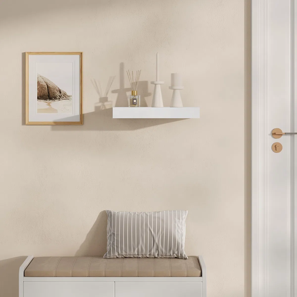 WOLTU Mensola da Muro, Scaffale Parete Moderno, Mensola con Cassetto in MDF per Soggiorno, Camera da Letto, Cucina, 40x25x5cm Bianco, RG9344ws
