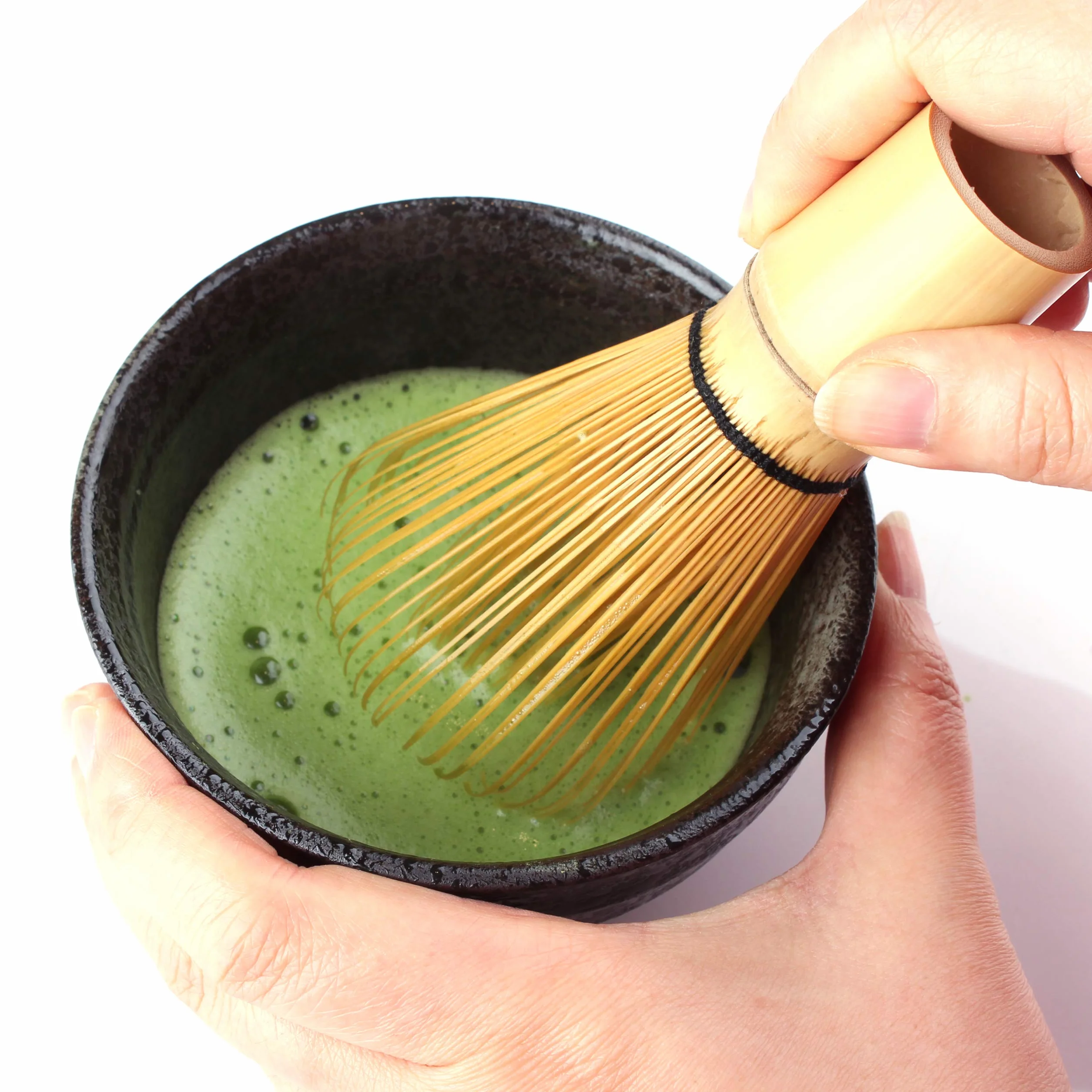 Goodwei Matcha Set Tè Vert Matcha BIO Giapponese con Frusta di Bambù, Tazza Matcha in Ceramica, | Ciotola Matcha Artistica | Confezione Regalo (Goma)