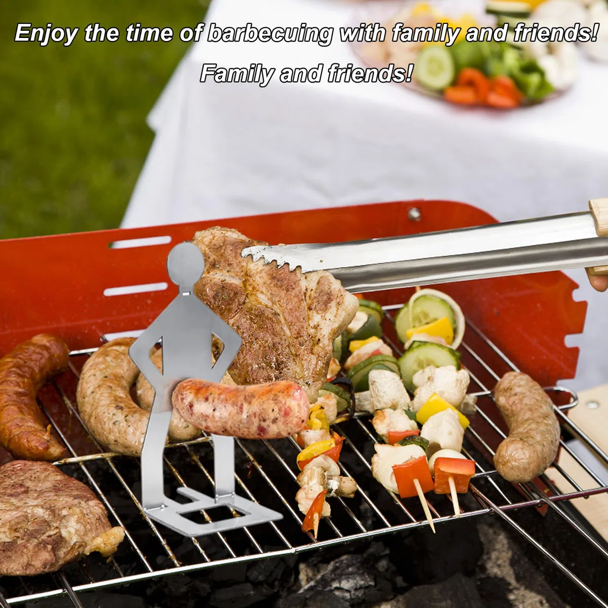 4 Pezzi Divertenti Porta Hot Dog, Supporto for Salsicce da Barbecue in Acciaio Inossidabile, Creativo in Piedi a Forma di Uomo per Salsicce, Accessori per Barbecue Portatili e Innovativi