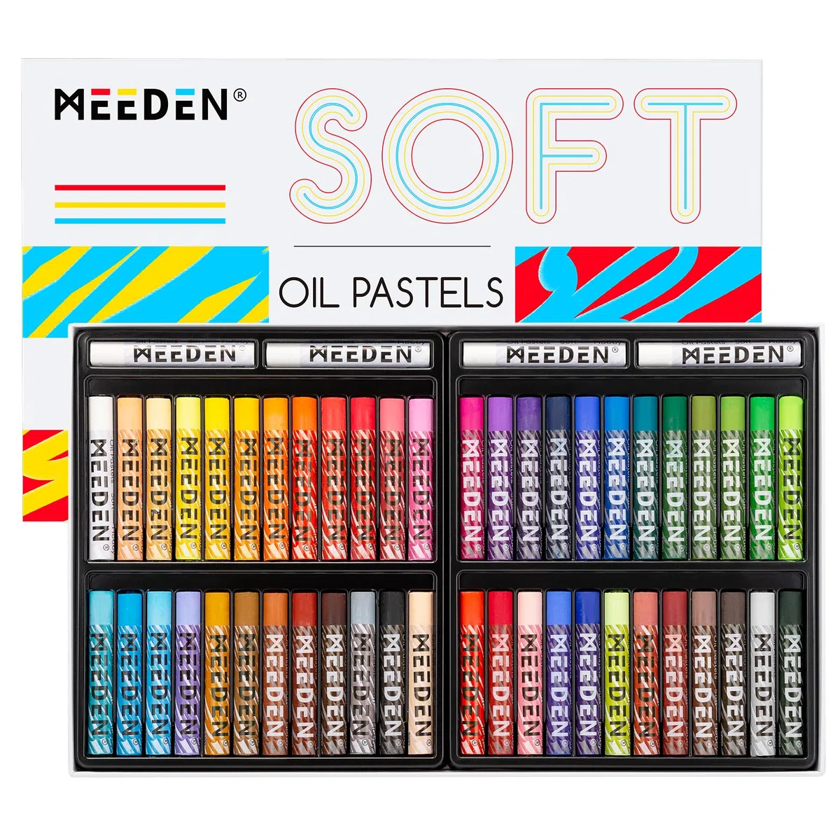 MEEDEN Set di pastelli a olio morbidi, 48 colori con 4 pastelli a olio bianchi extra per artisti, principianti, adulti e insegnanti, pastelli a olio vibranti per pittura artistica e disegno