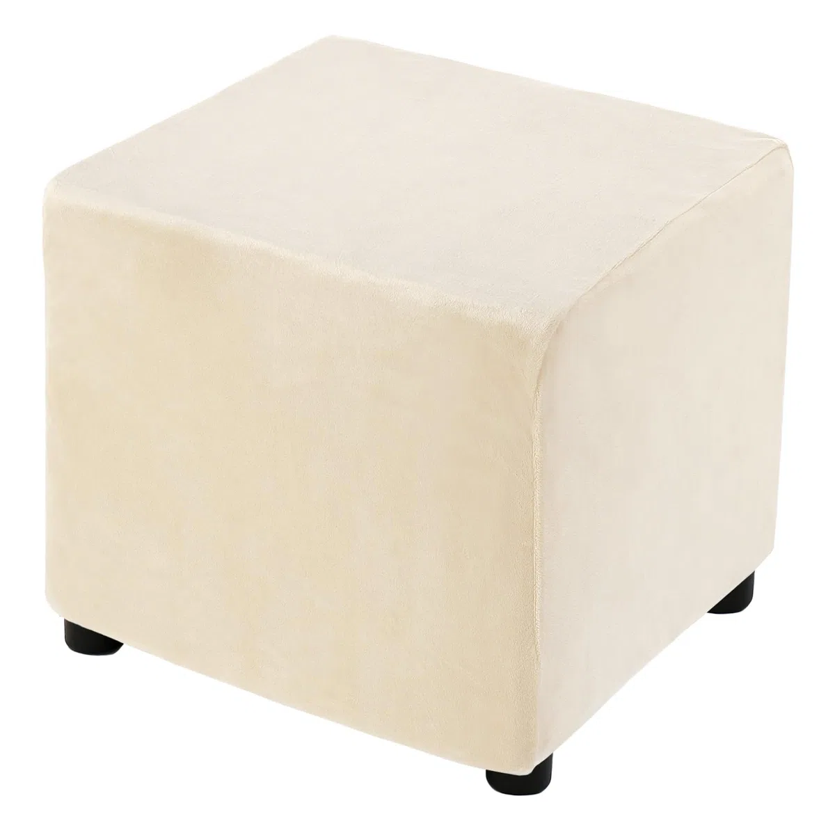 QUARKZMAN Copri Poggiapiedi Allungabile Copertina Quadrata Poggiapiedi Con Elastico Protettore Per Soggiorno Camera a Lunghezza 33-45.7cm/13-18 Pollici, Beige Chiaro