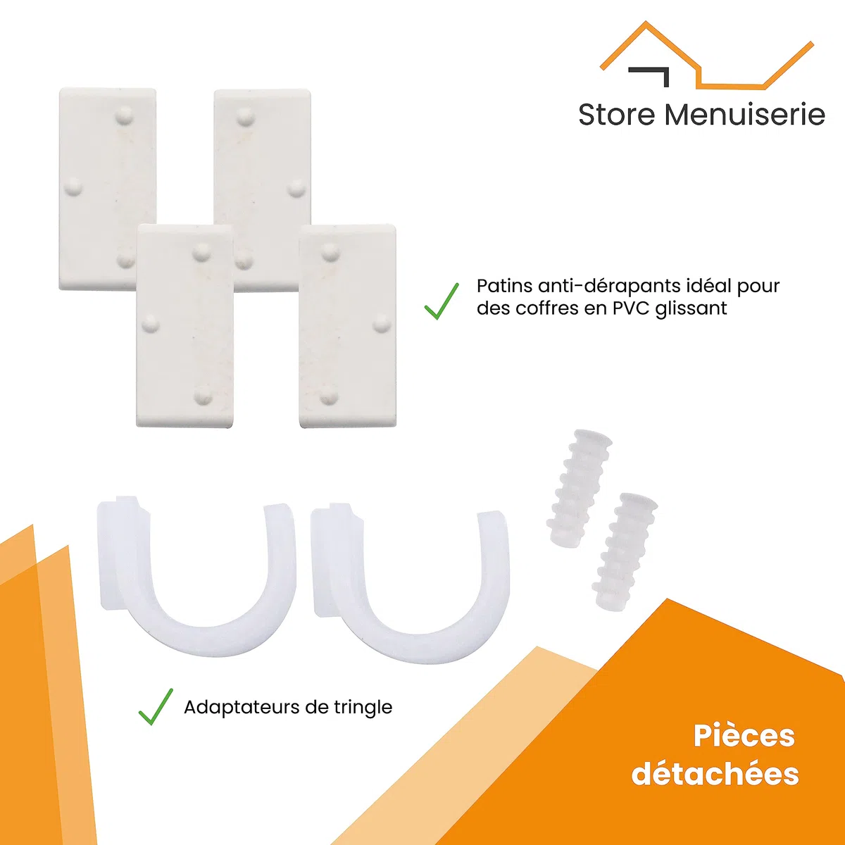 Store & Joinery 2.0 Set di 2 Supporti - senza forare senza adesivi - per Aste di Tenda ø20-28mm - fissaggio a tensione su Cassonetto per Avvolgibili Altezza 14-24 cm bianco - Qualità Francese