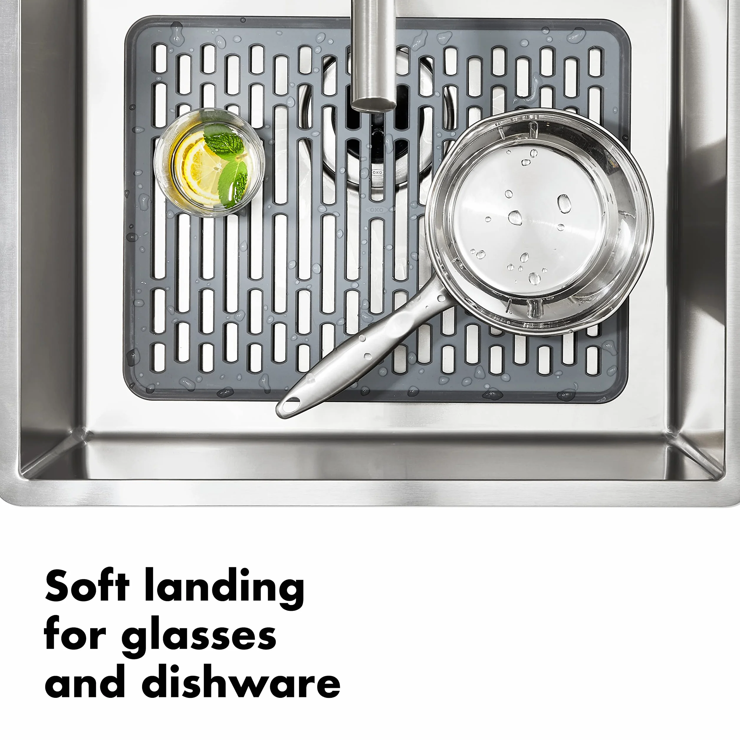 OXO Good Grips Tappetino Per Lavello In Silicone, Grigio