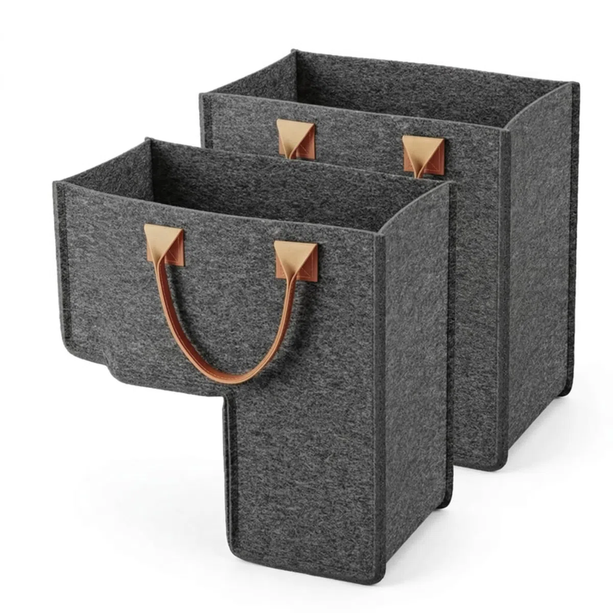 Set di 2 cestini per scale a forma di L, cestino per gradini in feltro per biancheria e giocattoli, organizer per scale salvaspazio per oggetti domestici, adatto per scale in legno