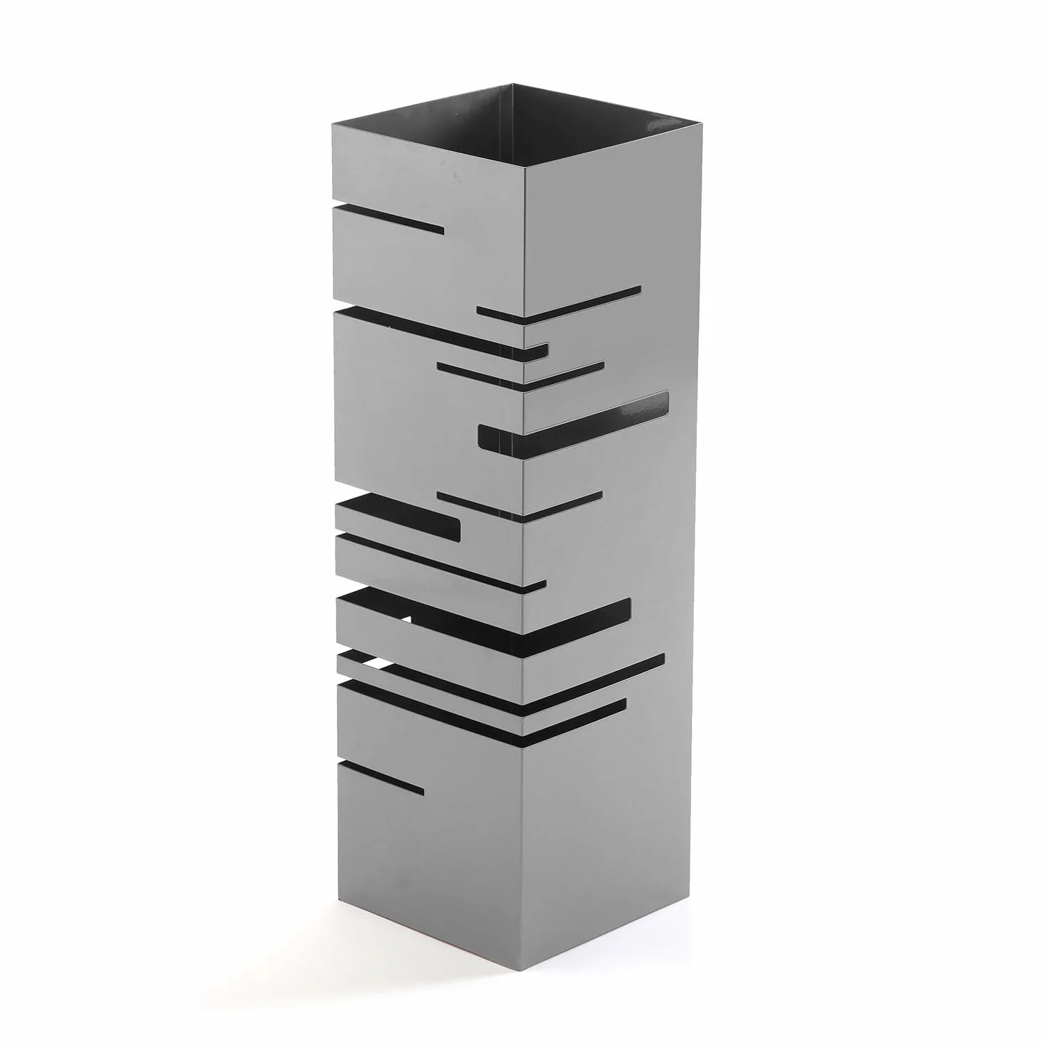 Versa Stripes Portaombrelli per Ingresso, Corridoio, Camera, Giardino. Portaombrelli Piccolo e Moderno, Misure (A x L x l) 49 x 15,5 x 15,5 cm, Metallo, Colore Grigio