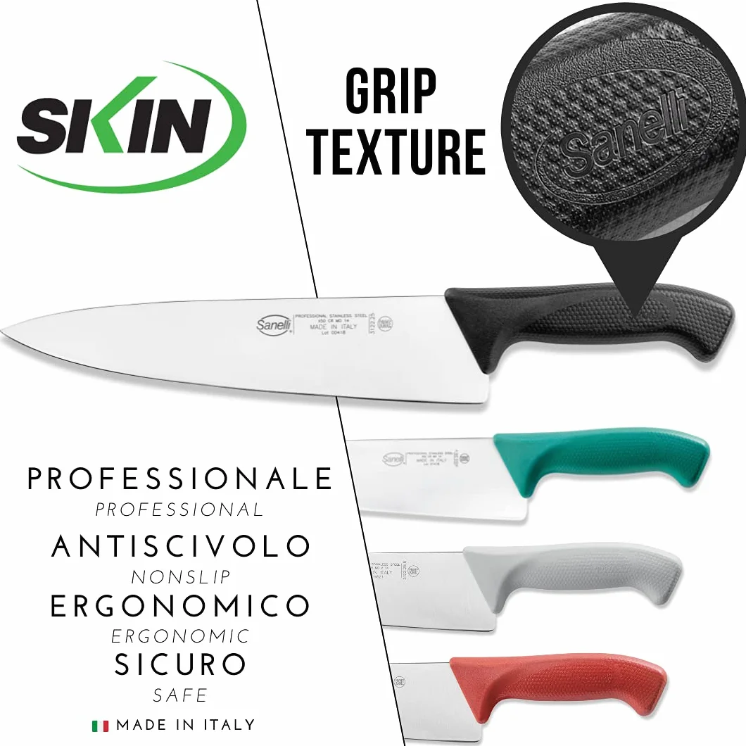Sanelli Linea Skin Coltello Francese Seghettato, Acciaio Inox, Azzurro, Lunghezza lama 33 cm.