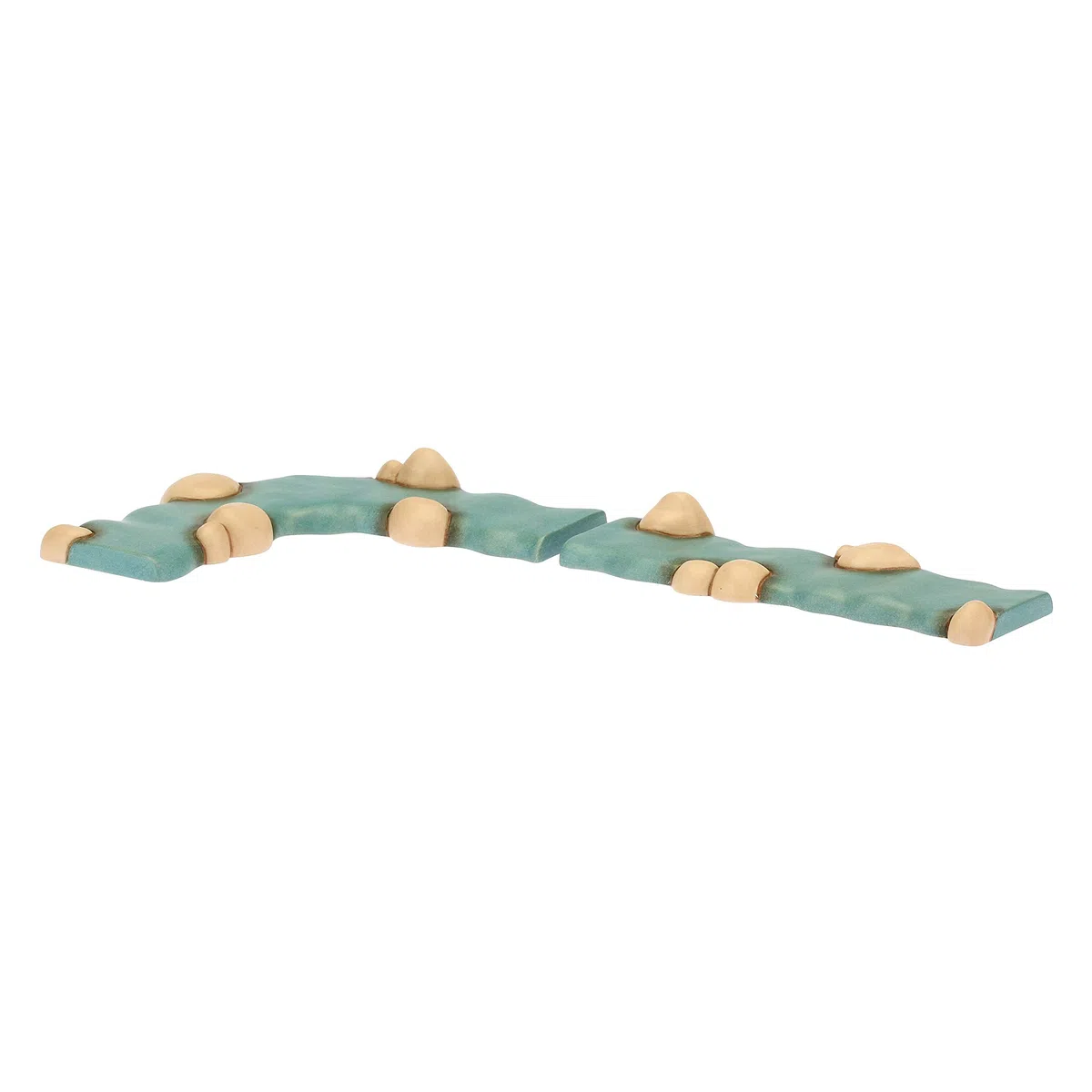THUN - Set con 1 Pezzo di Fiume Dritto e 1 Curvo - Presepe Classico - Ceramica - 13x5,6 x2 cm h e 15x5,6 x2 cm h