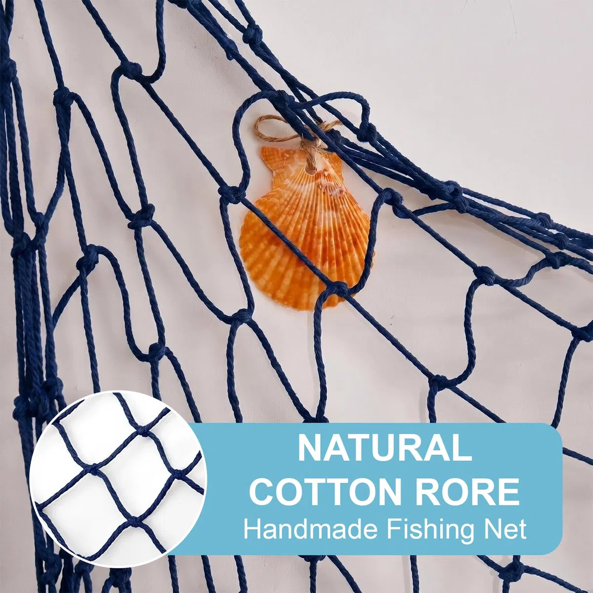 SZHUGEKI 1 rete da pesca decorativa da 2 m, decorazione a rete da pesca naturale, decorazione per feste, bagno