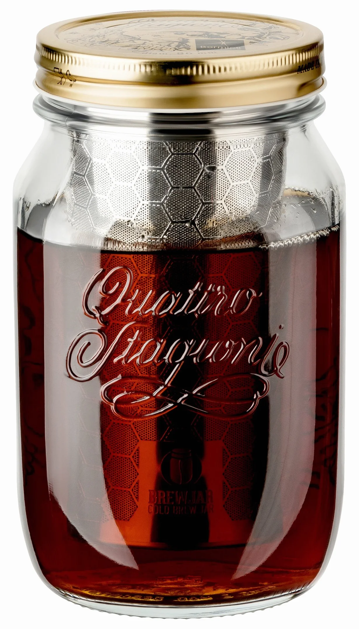 dripdrip BREWJAR Cold Brew Coffee Jar, macchina da caffè professionale per caffè preparato a freddo, priva di plastica, filtro a doppio strato in acciaio inox (1 litro)