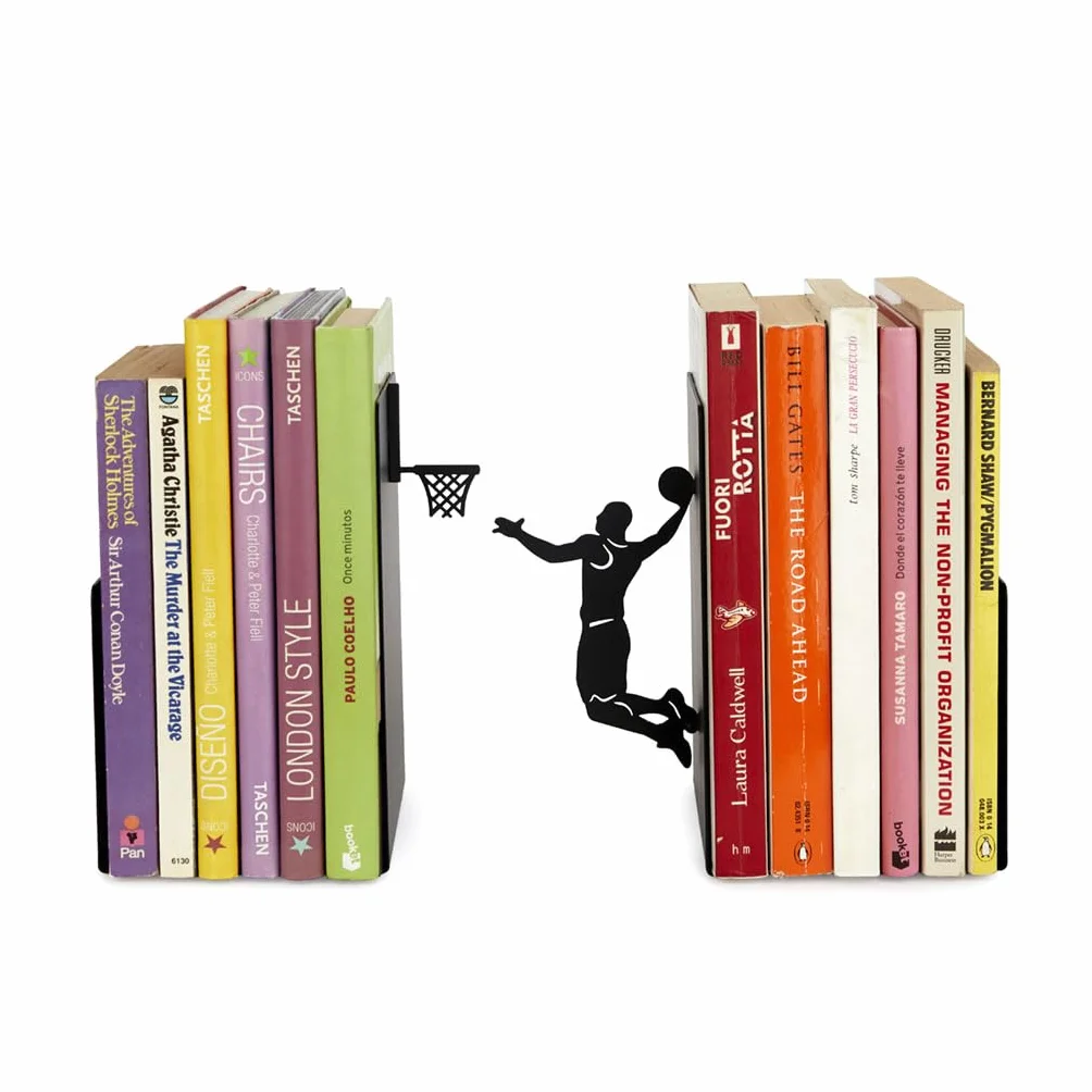 Balvi Fermalibri Slam Dunk Colore nero Supporto da scaffale per libri a forma di giocatore di basket