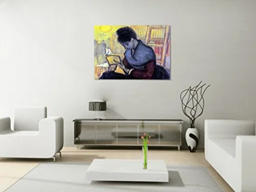 1art1 Vincent Van Gogh Poster Stampa Artistica su Tela La Lettrice di Romanzi, 1888 Quadro da Parete sulla Barella | Murale XXL | Immagine 80x60 cm