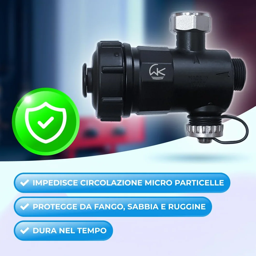 WK - Filtro Defangatore Magnetico per Caldaia, Utile per Filtrazione Acqua, Protegge l'Impianto Termico dalle Impurità