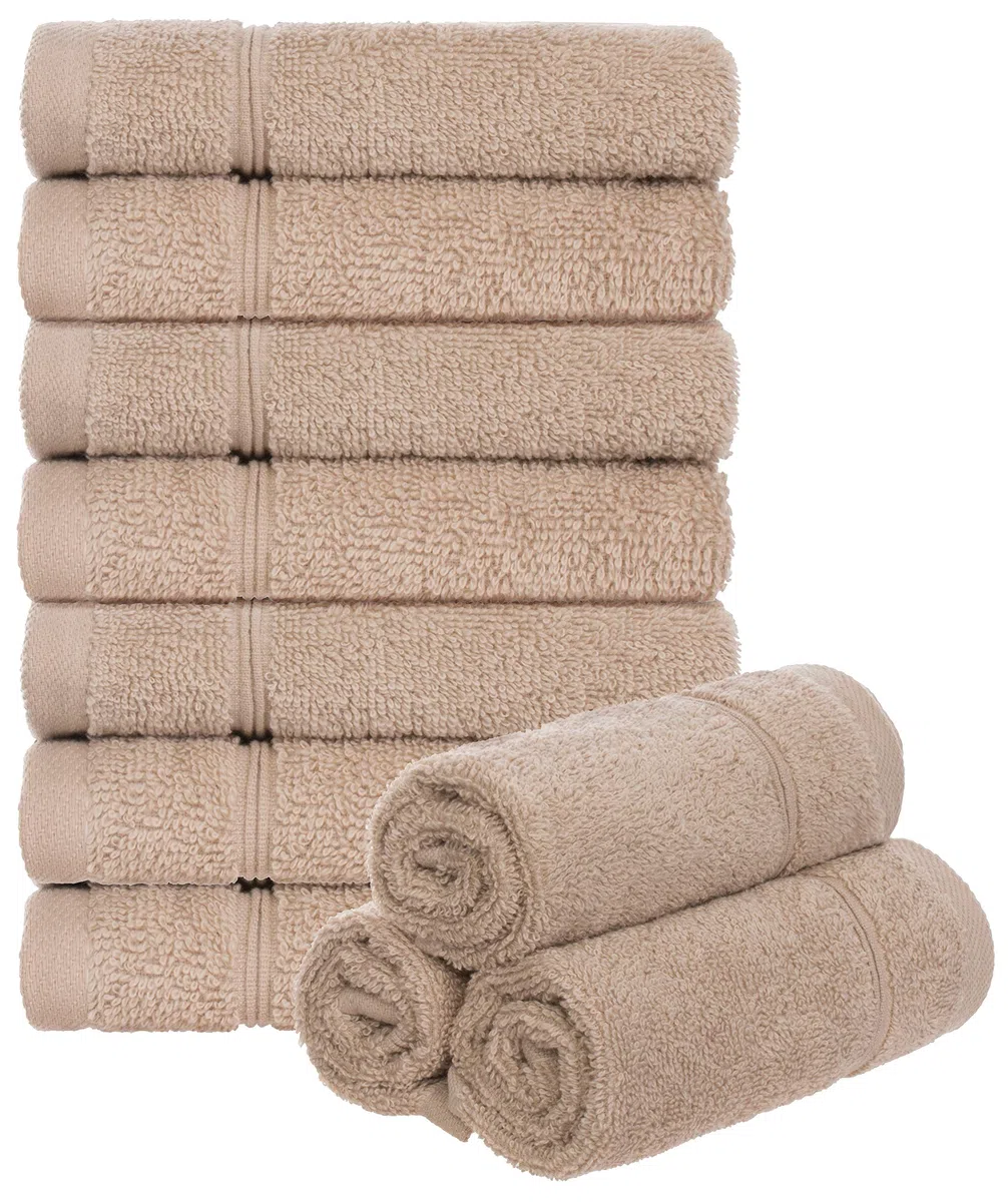 Brandsseller Set di 10 Asciugamani per Sapone 30 x 30 cm Asciugamano in Spugna per Ospiti con Gancio Cotone 470 g/m² Bagno Casa - Sabbia