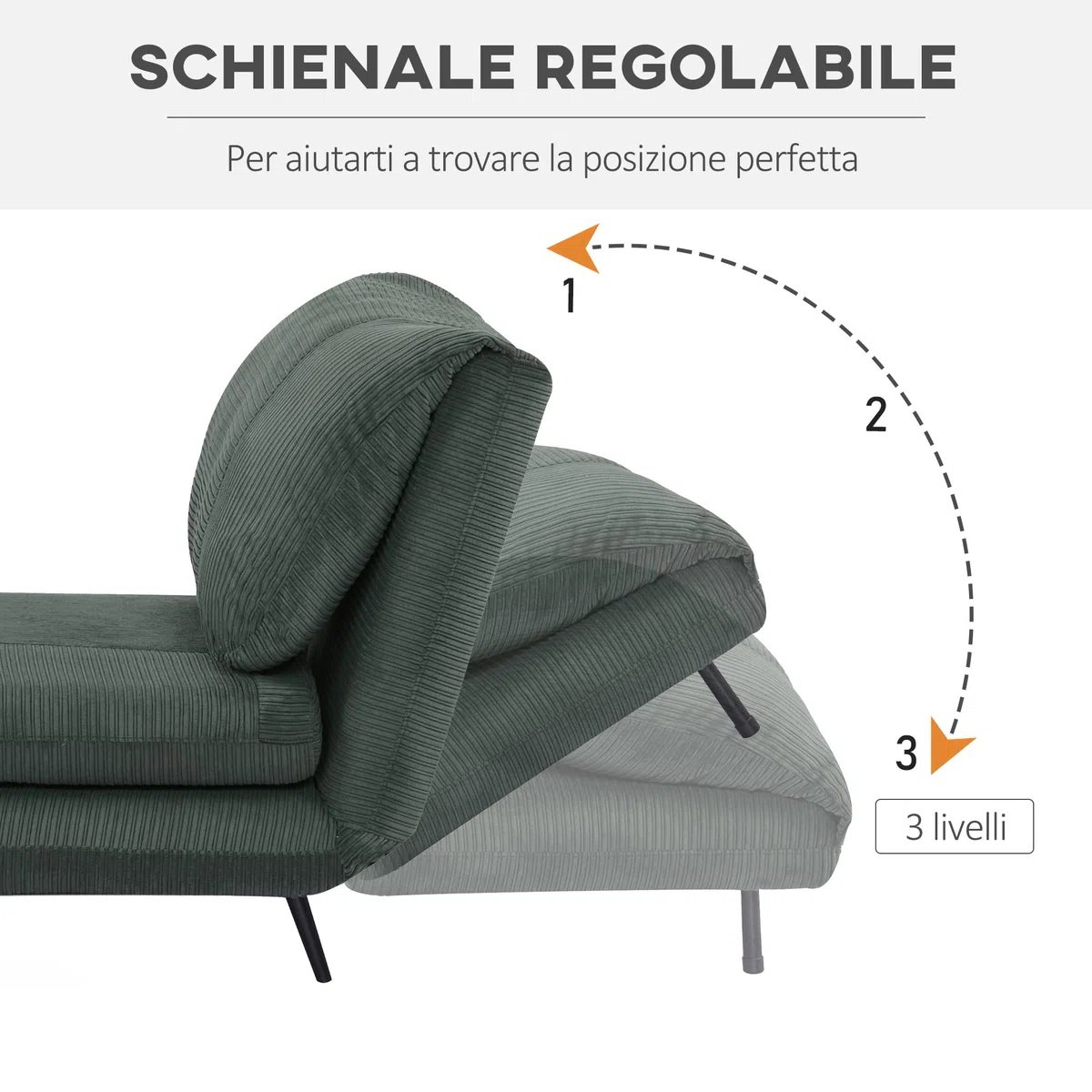 HOMCOM Poltrona Letto 2 in 1 Singola Regolabile su 3 Livelli con Seduta Extra-Large e Imbottita in Gommapiuma, Struttura in Legno, Acciaio ed Effetto Velluto Verde
