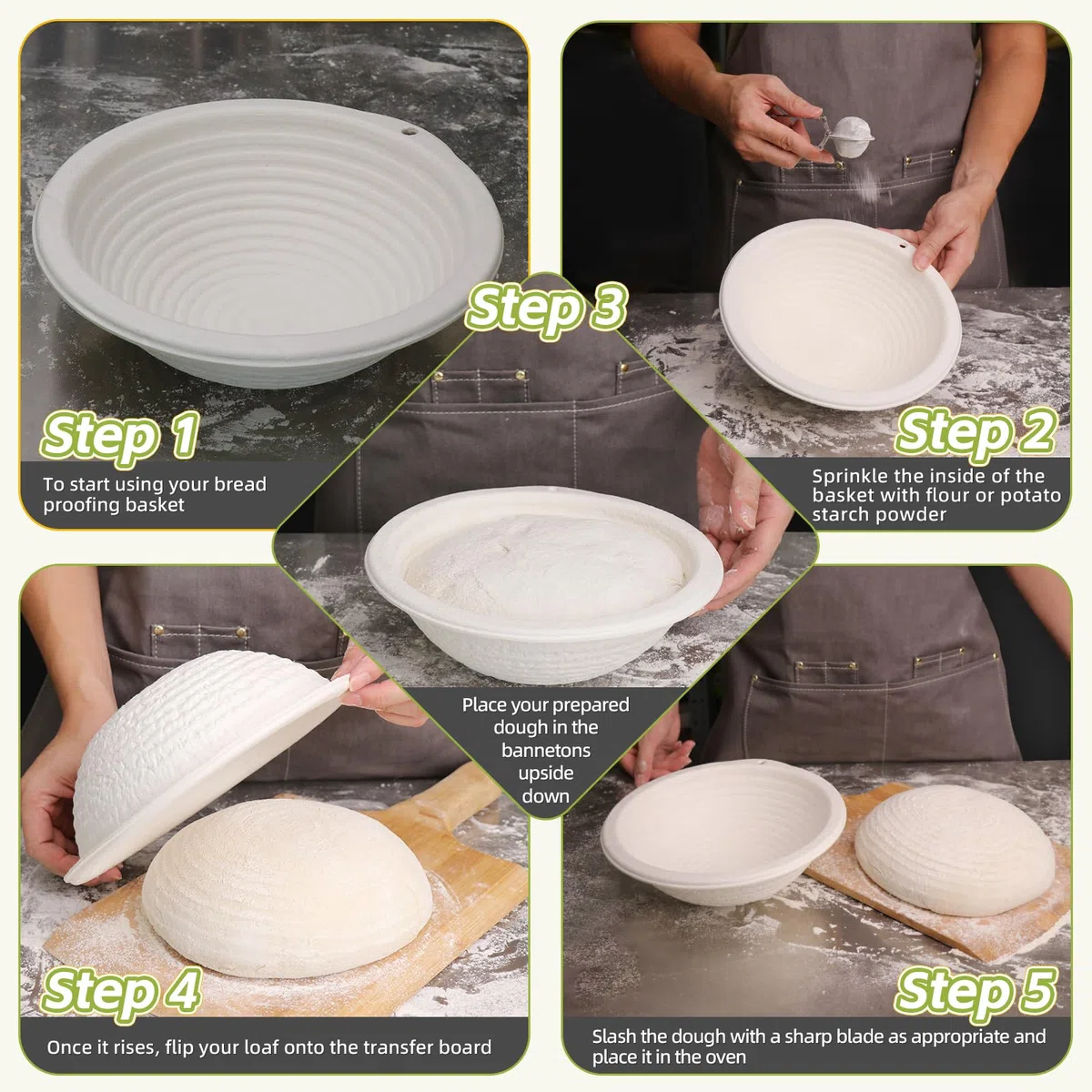 Set di cestini per lievitazione a pasta madre ovale da 28 cm con 20 forniture da forno e 100 pezzi fodere in tessuto non tessuto monouso per pane artigianale professionale e fatto in casa