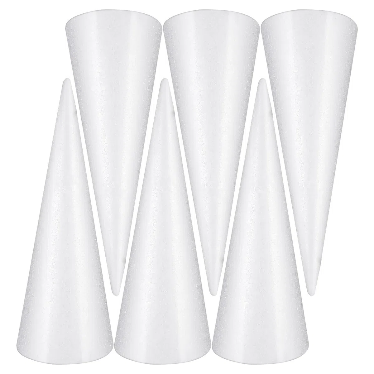 FOMIYES 6 Coni di Schiuma Bianca in Polistirolo 30 CM Coni Floreali e per Lavoretti Natalizi Base Robusta per Decorazioni Artigianali Alberi di Natale Matrimoni e Feste