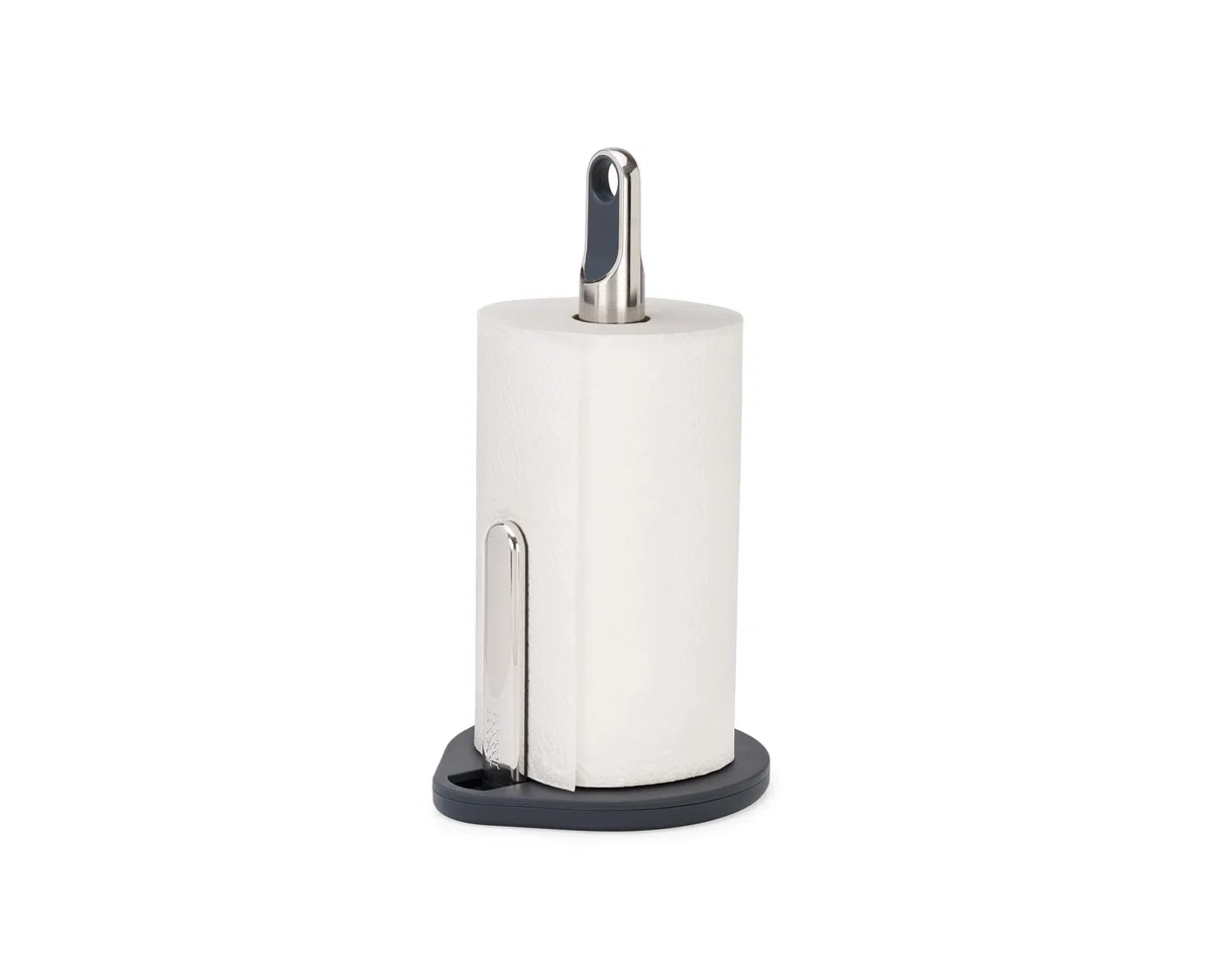 Joseph Joseph Hold Portarotolo da Cucina, Braccio a Molla, Facile da Strappare, Base Pesante, Antiscivolo, Compatibile con Rotoli da 140 mm