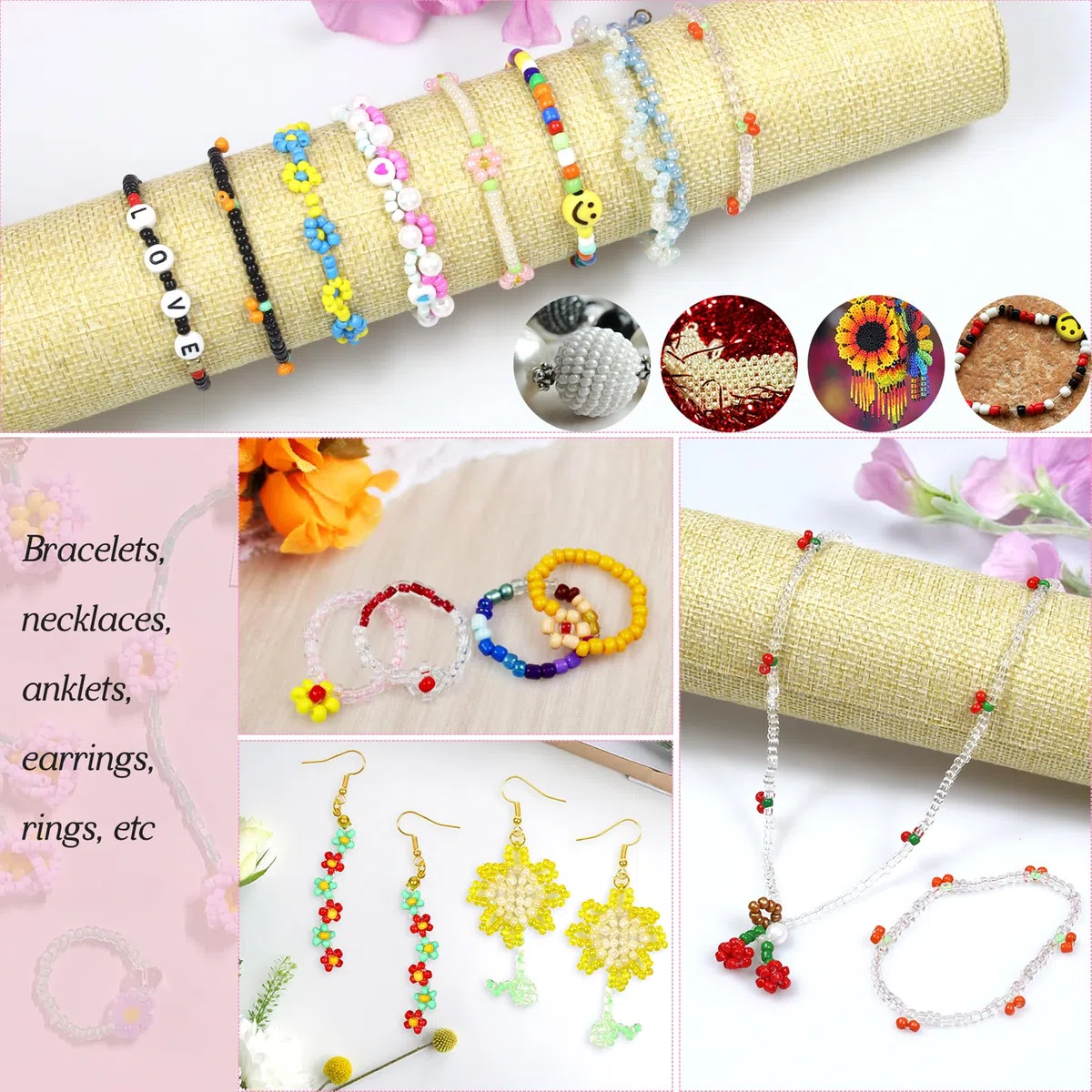 47880pz 2mm 114 Colori Perline di Vetro per Braccialetti, Adulti, Colorate per Bigiotteria fai da te