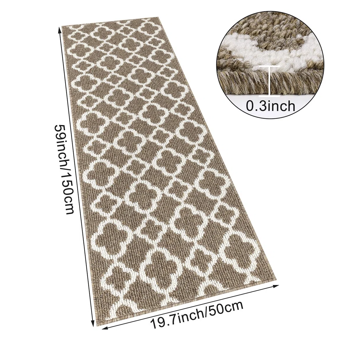 SHACOS Tappeto Antiscivolo 50x150 cm Lavabile Moderno per Cucina, Cameretta, Soggiorno (Marrone)
