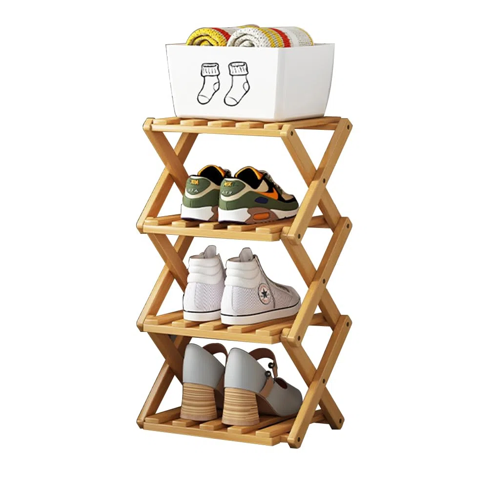 Scarpiera a 4 ripiani, piccola, portatile, pieghevole, senza installazione, piccola scarpiera perfetta per corridoi, camere da letto e piccoli spazi (4 livelli)