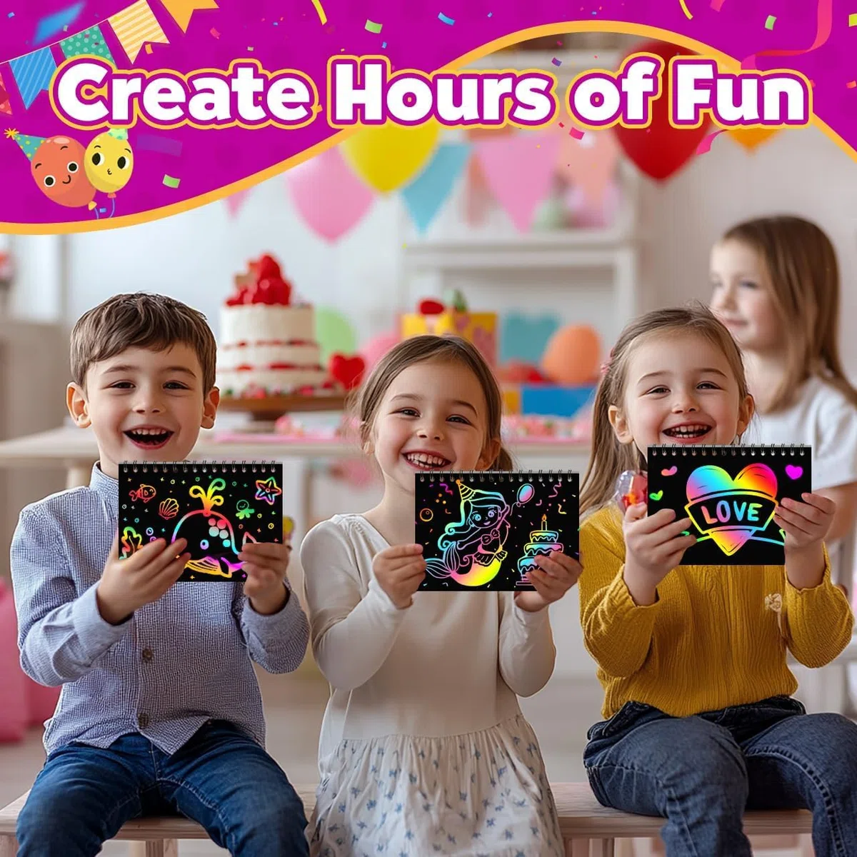 Pigipigi Kids Scratch Art Bambini, 24 Set con Quaderno Grattare, Stencil e Penna Legno - Gadget Compleanno Bambini, Regalini Fine Festa Compleanno Bambini - Lavoretti Creativi