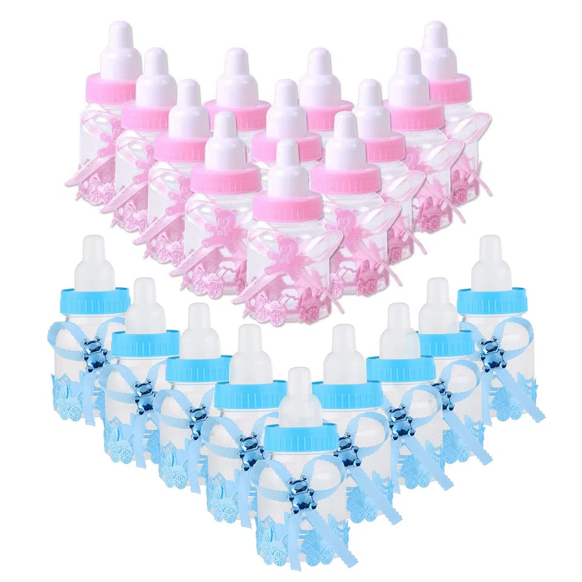 Schneespitze 24 pezzi Biberon Portaconfetti Vasetto Caramelle,Caramella Biberon Bottiglia,Favori di Nozze Forma di Bambino Bottiglia,Baby Shower Battesimo Bottigliette Regali Decorazione