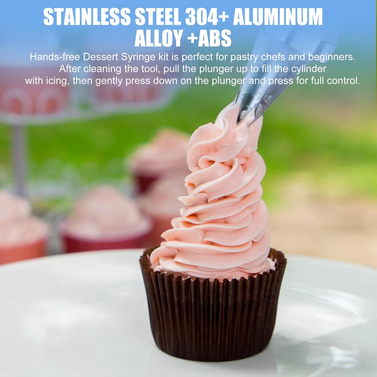 Leikurvo Siringa per torte, in acciaio inox, con 6 beccucci, per torte, per decorare torte, ciambelle, cupcake, pasticcini