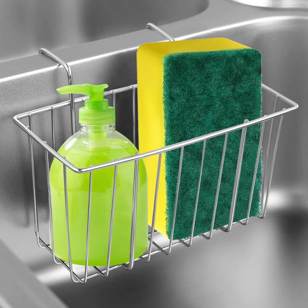 ADERTOS Porta Spugne da Cucina In Acciaio Inox 304, Portaspugne per Lavello Cucina da Appendere, Organizer per Lavello Cucina per Spugne, Spazzole, 7,67 * 3,54 * 4,53 Pollici