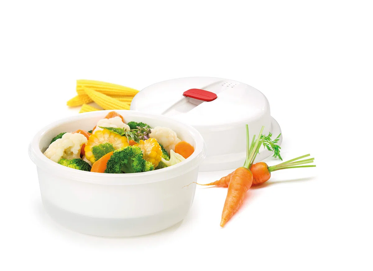 Tescoma 705010 Purity Microwave Vaporiera, Plastica, Bianco, 23.9 x 20.9 x 13.9 cm