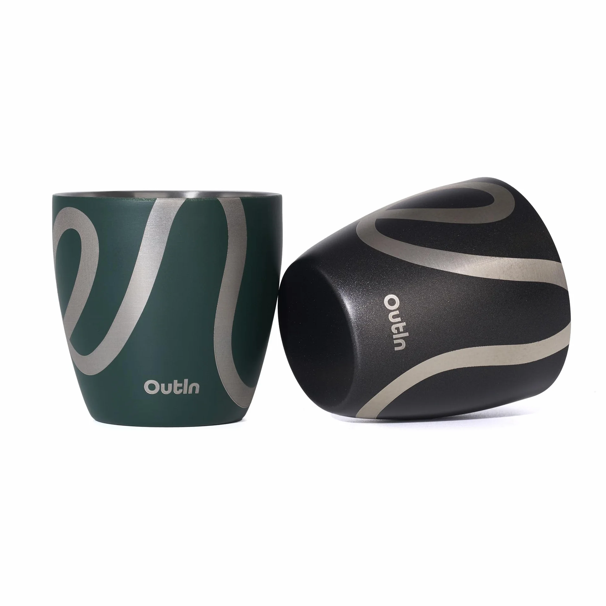 OutIn Set di 2 Tazze da Espresso, Doppia Parete Isolante 75ml in Acciaio Inossidabile, Bicchierini da Shot Portatili per Campeggio, Compatibili con le Macchine da Caffè OutIn
