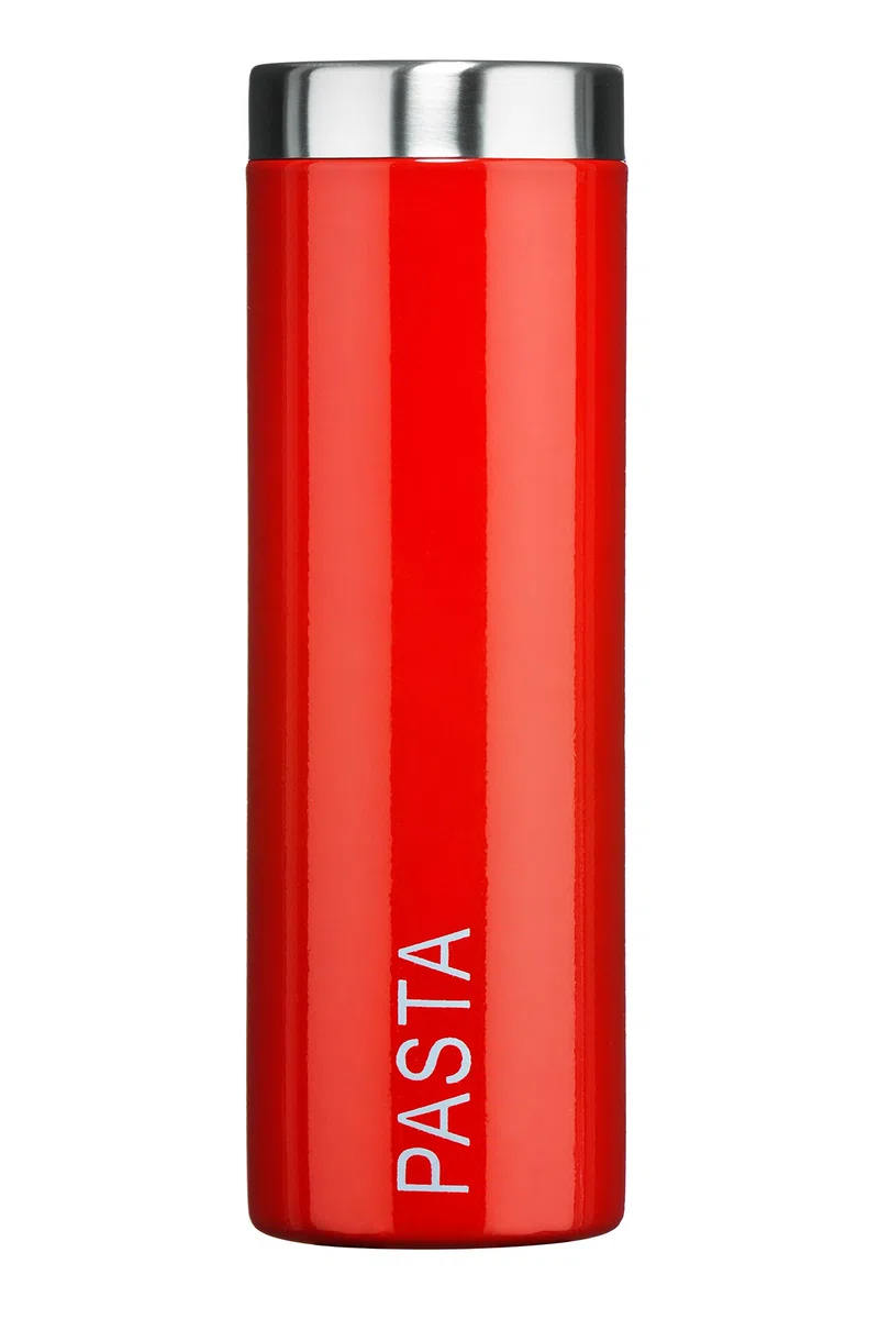 PREMIER Housewares 0508531 Barattolo Pasta, Coperchio in in Acciaio Inox Satinato, Rosso