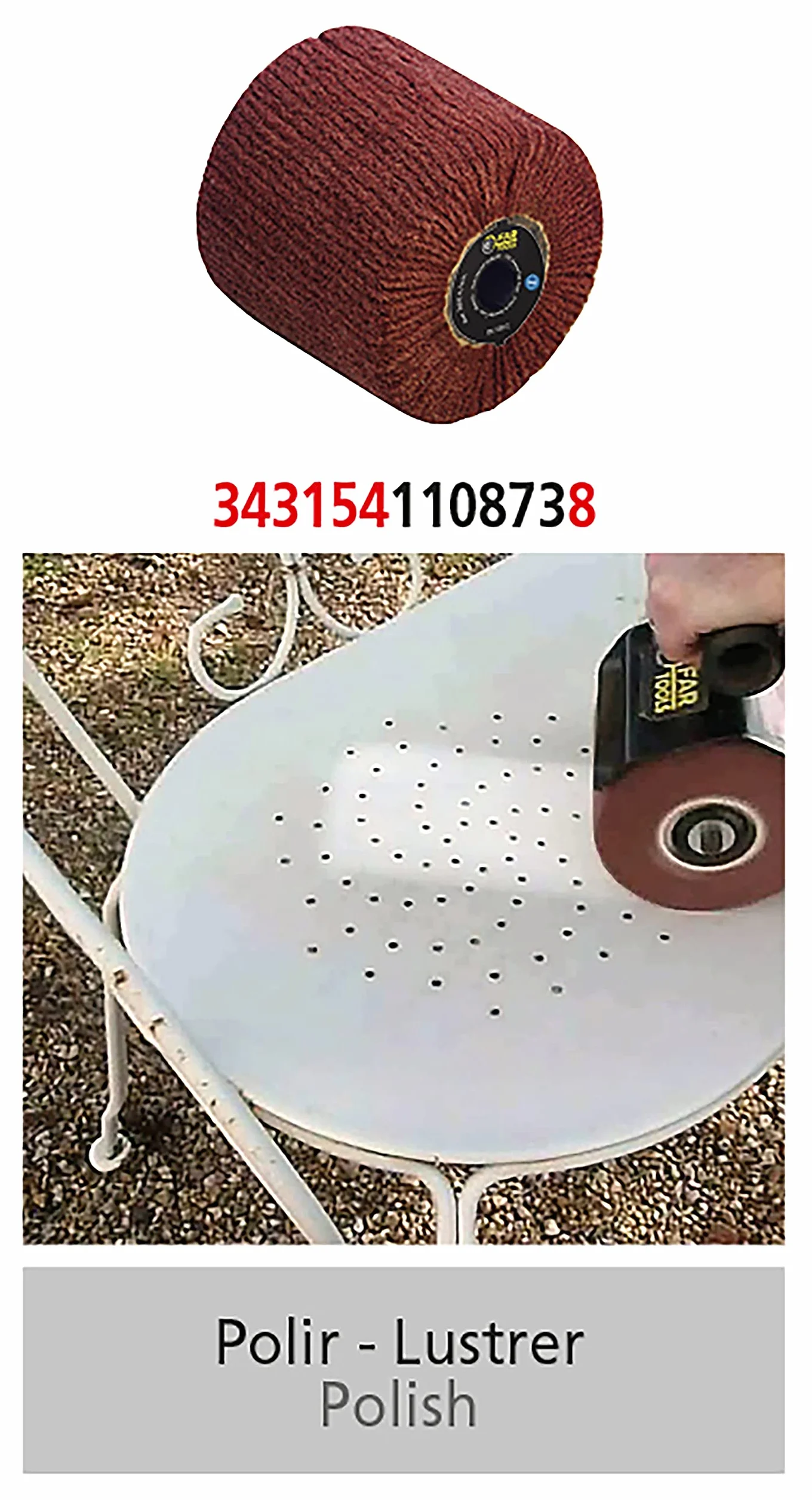 Fartools 110873 - Spazzola in fibra sintetica per levigatrice REX120, diametro 120 mm