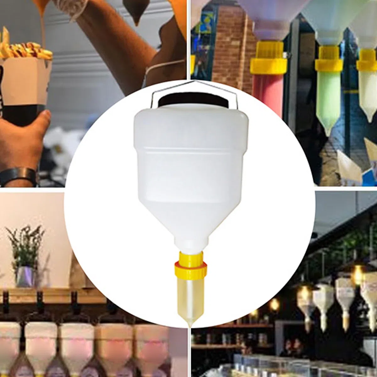 Distributore di salse – 3,5 l da appendere, ricaricabile, pratico dispenser per cucina e gastronomia | contenitore dosatore grande volume per spaghetti fast food Truck Buffet BBQ Caterin
