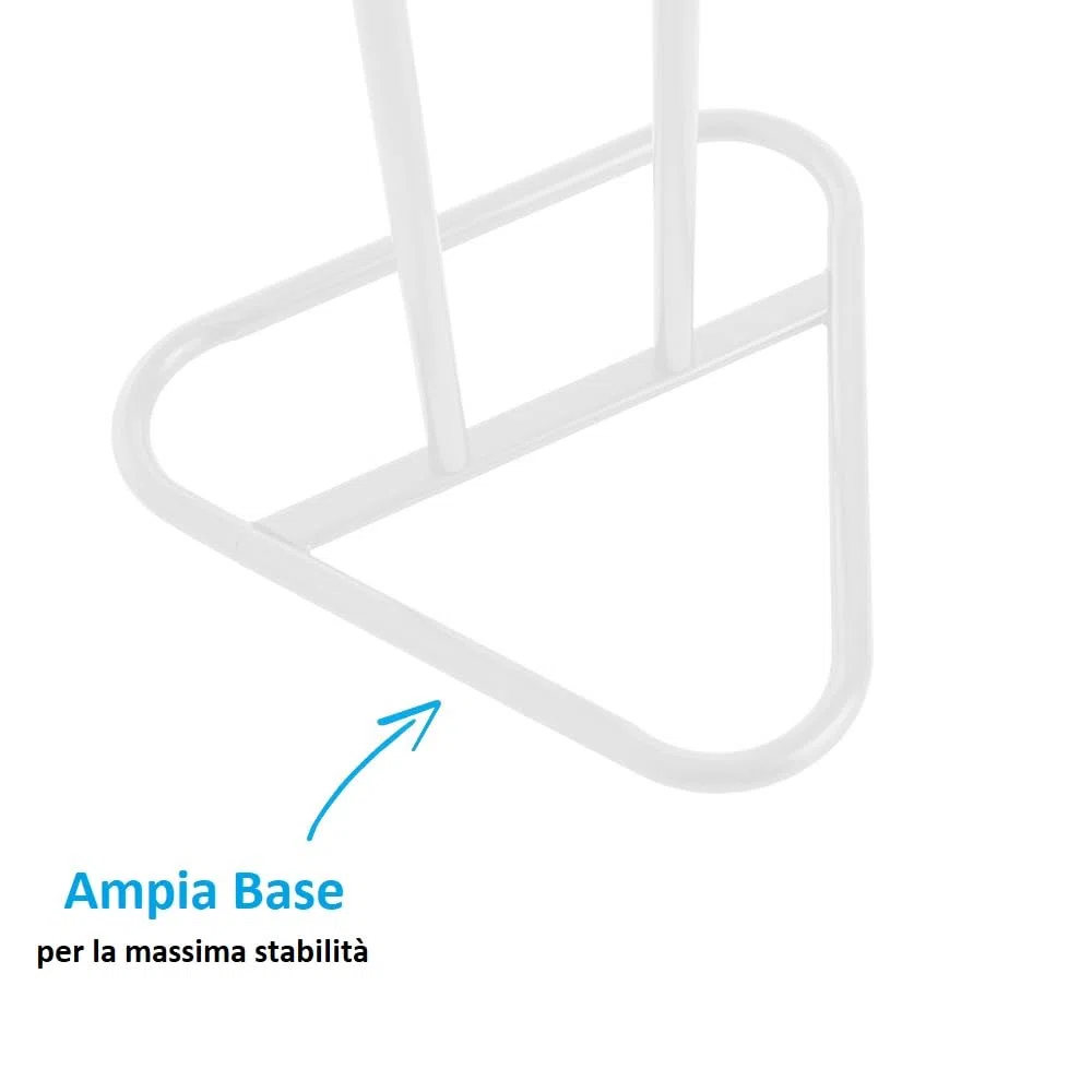 PALUPLUS Servo Muto da Camera in Metallo, Misura 43,5x36x110,5 cm, appendiabiti da terra a 2 posti per giacche, pantaloni, camicie, cravatte -8541M (Bianco)
