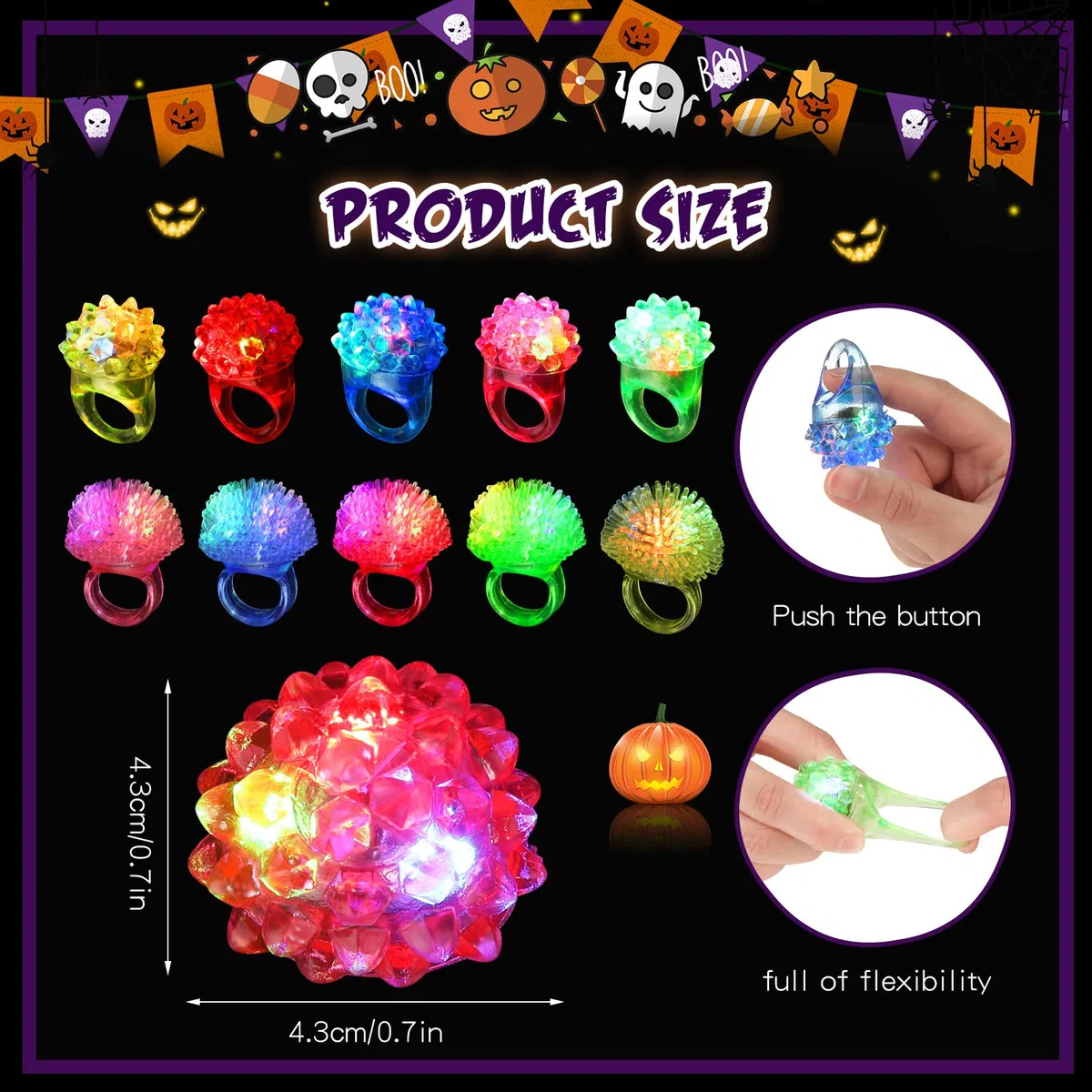 Leyndo Anelli luminosi a LED, anelli in gomma gommata, anello luminoso a LED che si illumina al buio per feste, luci per bambini, compleanno, Natale, feste, concerti, spettacoli