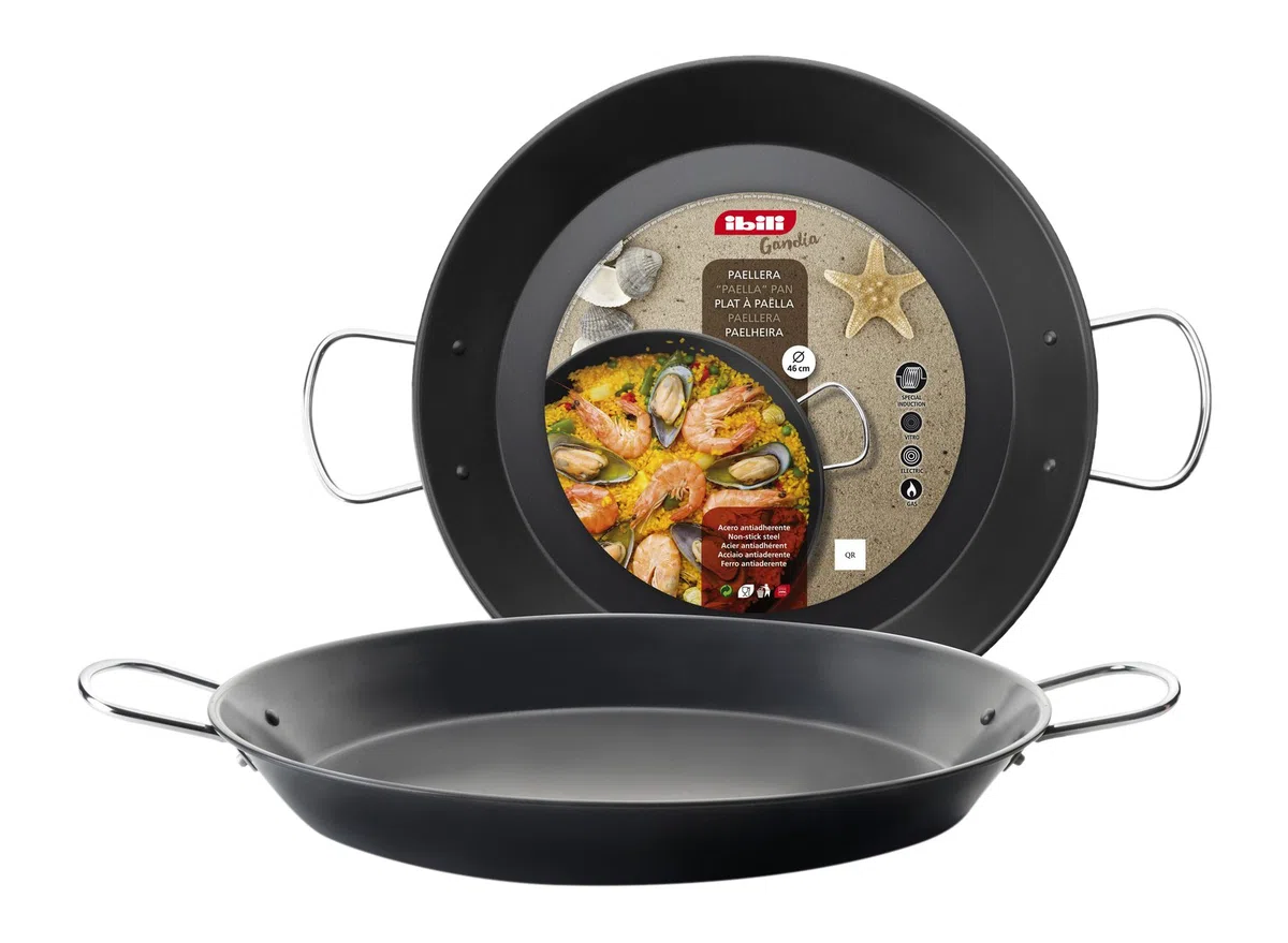 IBILI, Padella per paella Inducta, 40 cm, acciaio, antiaderente, 9 porzioni.