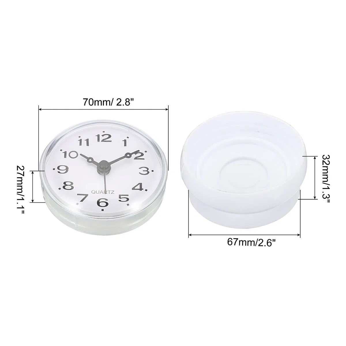PATIKIL Impermeabile Bagno Orologio, Mini Rotondo Parete Orologi con Aspirazione Coppa per Doccia Cucina Casa Decorazione, Bianco
