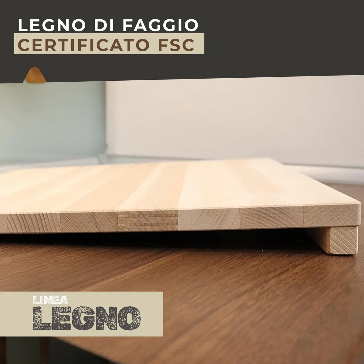 Fackelmann Tagliere spianatoia in Legno di Faggio 40 x 40 cm, Facile e Comodo da usare per Impasti e preparazione di Pasta Fresca, Taglia Unica, con rialzi di appo
