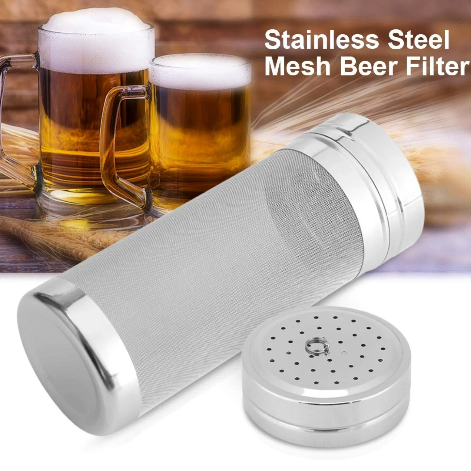 Joyzan Filtro per Luppolo, Filtri Birra Rete Tramoggia a Secco Acciaio Inossidabile Filtri in Linea Birre Fatta Casa 300 Micron Filtraggio Acqua E Homebrew Vino Hopper Home Cucina caffè Bar Accessori