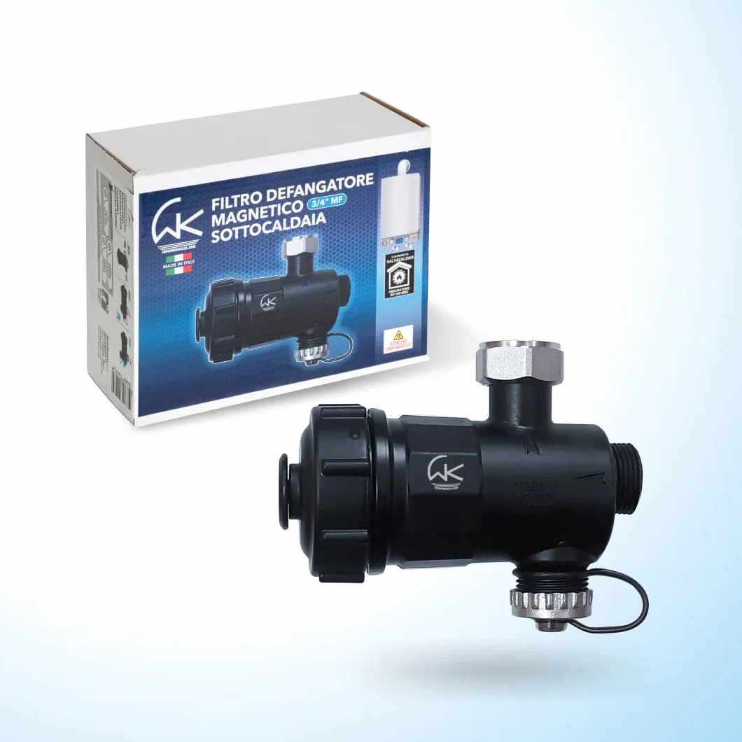 WK - Filtro Defangatore Magnetico per Caldaia, Utile per Filtrazione Acqua, Protegge l'Impianto Termico dalle Impurità