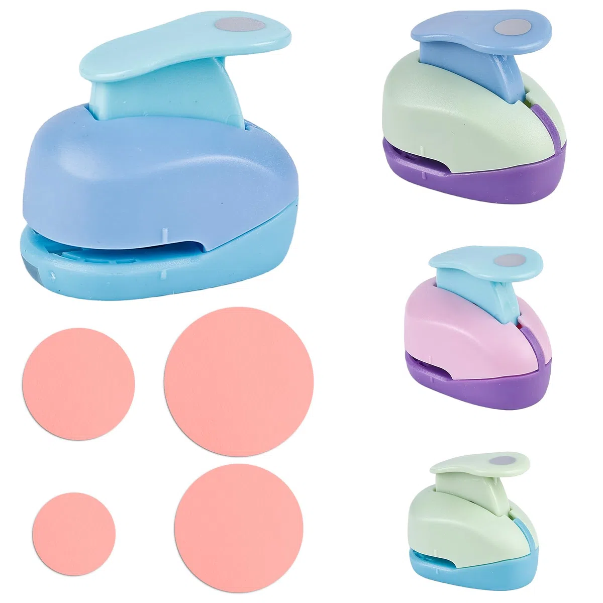 Sporgo Perforatrici rotonde, 4 pezzi, per fai da te, scrapbooking, album fotografici, artigianato, biglietti di auguri (9 mm, 16 mm, 25 mm, 38 mm)