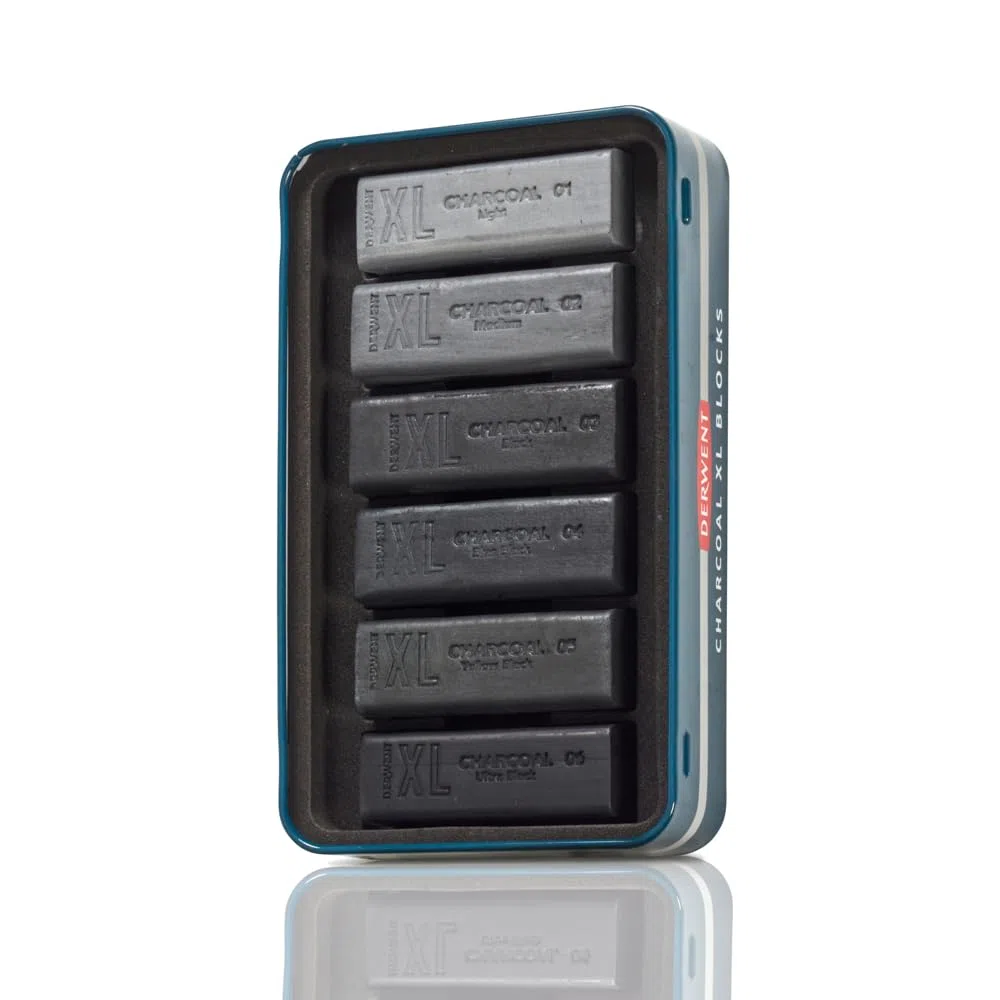 Derwent Charcoal Set di 6 Blocchi di Carboncino XL da 60 mm, Solubili in Acqua, Adatti per Realizzare Schizzi, Disegni e Dettagli Espressivi, Qualità Professionale, 2306196