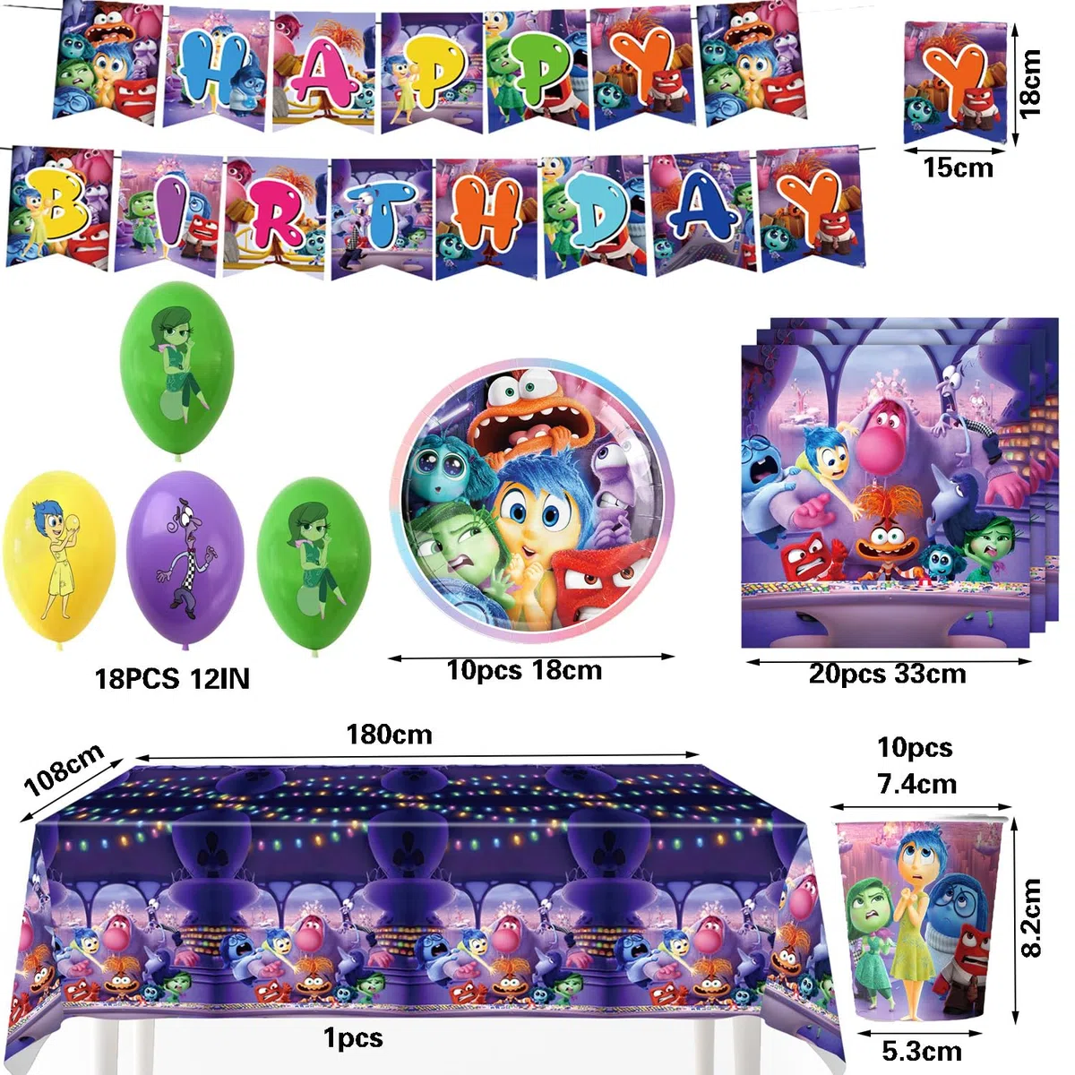 inside out compleanno, Inside Out Set di stoviglie per feste, per bambini, per bambini, per feste di compleanno e tavolo (giallo)