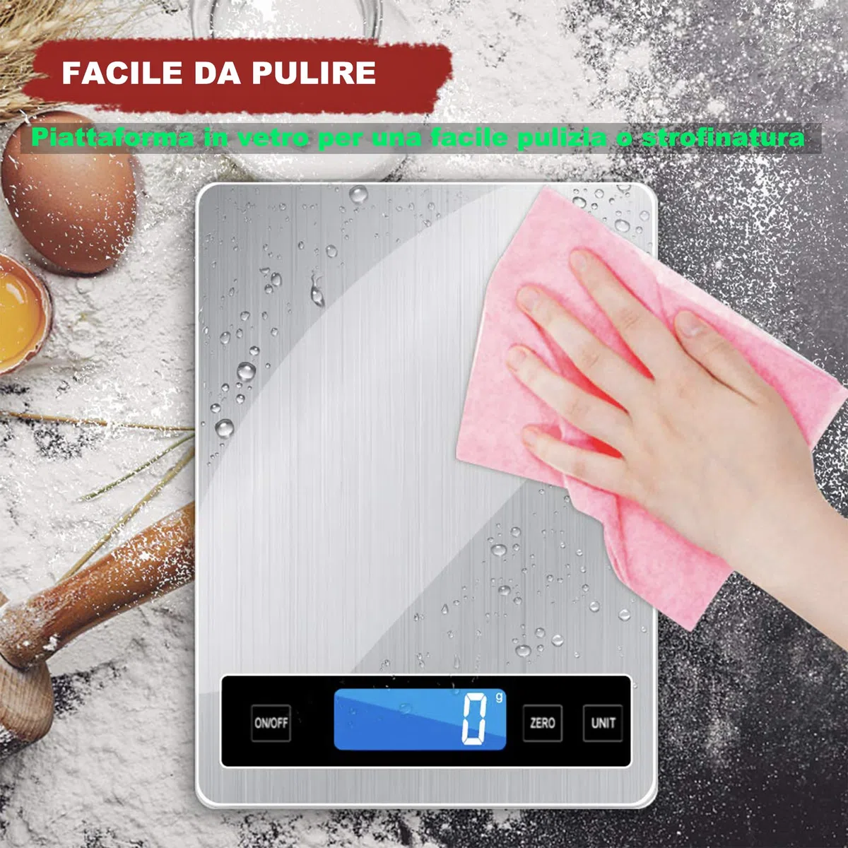 Bilancia da cucina, 33lb/15kg Bilancia da cucina digitale con display LCD+acciaio inox+vetro temperato, precisione fino a 1g - g/kg/lb:oz/ml/fl'oz - TYPE-C o Batteria(nessuna batteria inclusa)