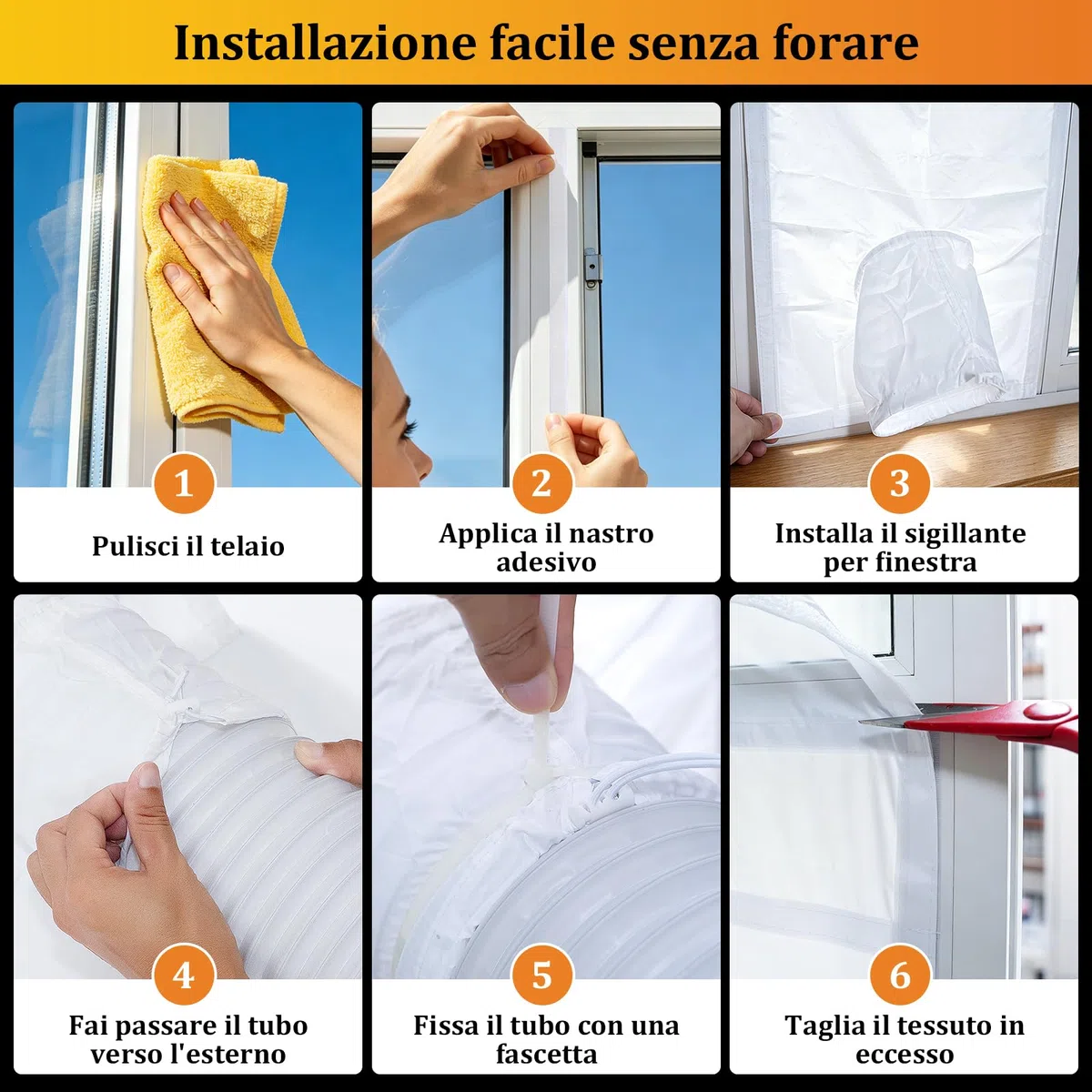 HOOMEE Guarnizione Universale per Finestre Scorrevoli Orizzontali e Verticali per Installazione Condizionatore Portatile – Regolabile da 35x102 Fino a Max 35x152 cm – Facile da Installare
